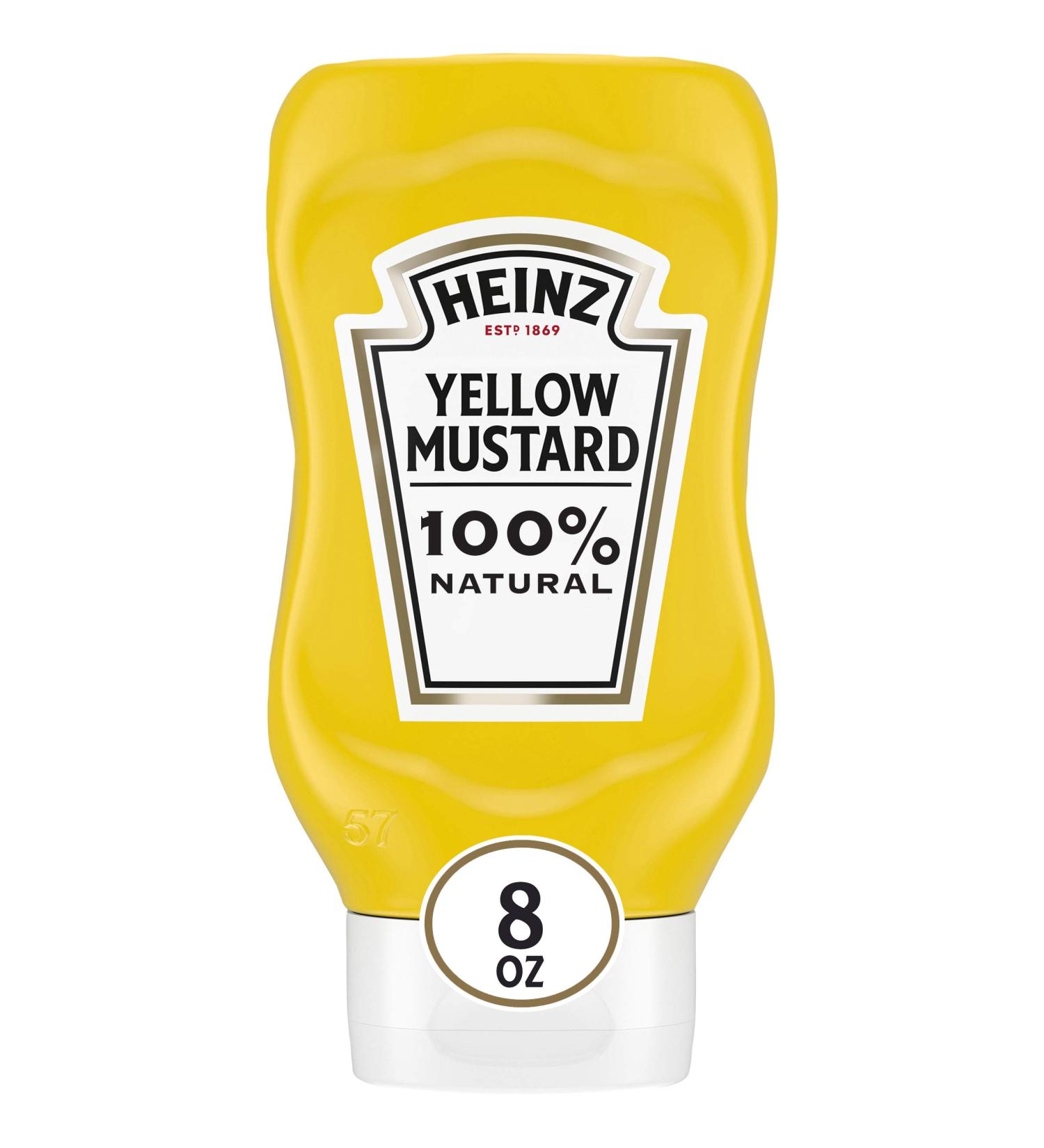 Heinz 100% Natural Yellow Mustard (12 ct, 8 oz Bottles) - Pack of 12 - Buy Online on GoSupps.com