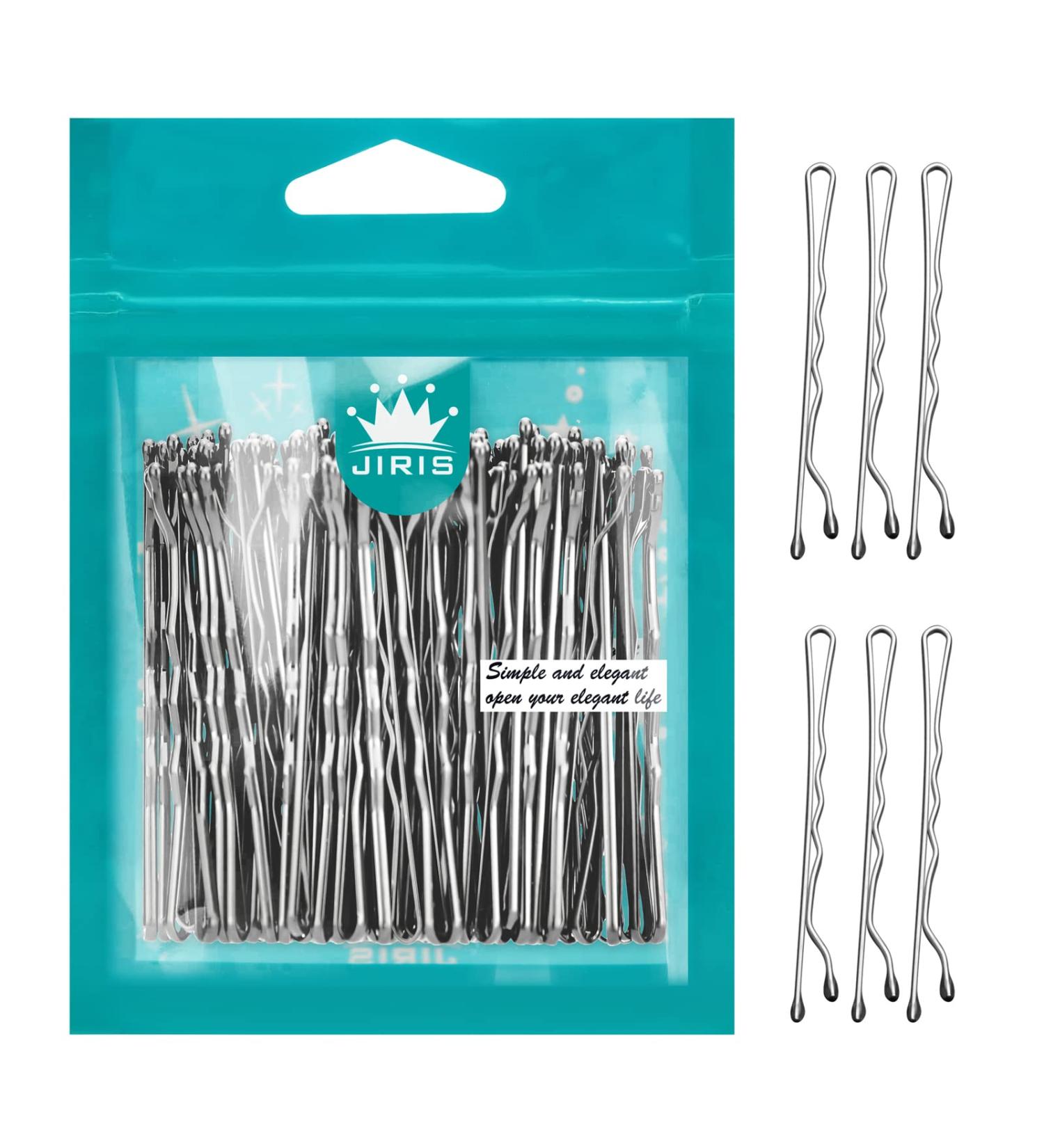 JIRIS Silver Bobby Pins 100 Count 2 Inches - Hairpins for Women, Girls & Kids - Invisible Wave Barrette Hair Clips with Storage Bag - Bulk Hair Accessories - Buy Online on GoSupps.com