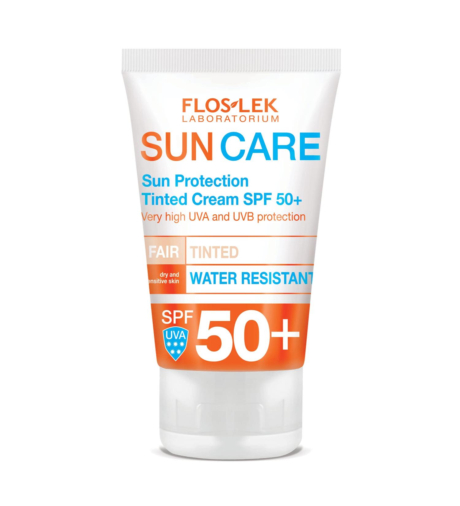 FLOSLEK Sun Protection Tinted Cream SPF 50+ | 50 ml | Masks Skin Imperfections: Stains Discoloration Redness | Intended for People of All Ages with Dry and Sensitive Skin | Manufactured in EU - Buy Online on GoSupps.com