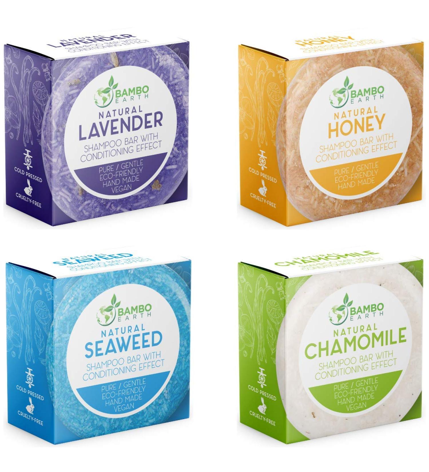 Organic Solid Shampoo Bar & Conditioner 4 Pack - Natural Plant Based with Essential Oils - Eco Friendly & Zero Waste Packaging - Buy Online on GoSupps.com