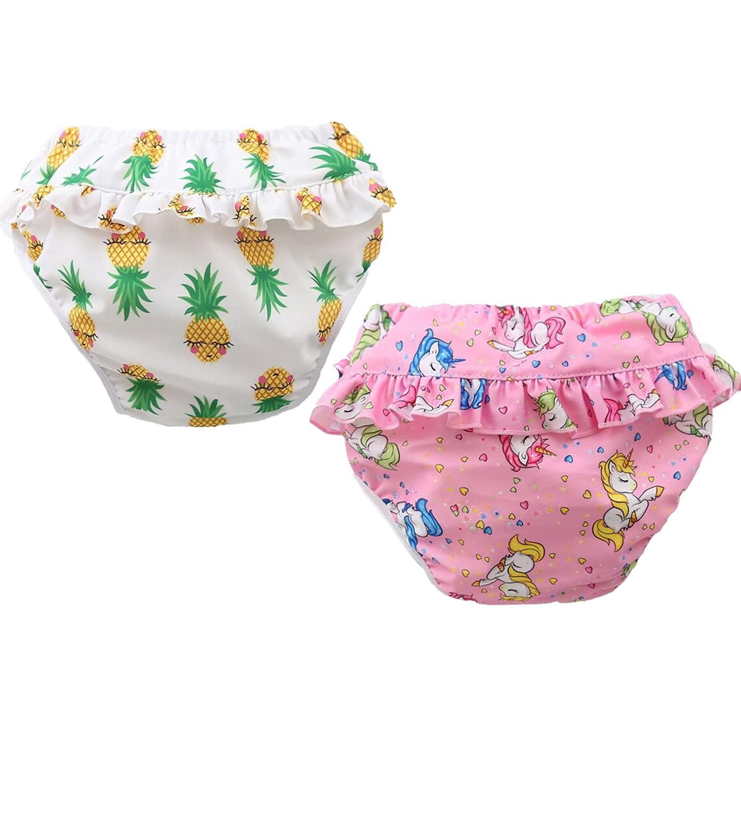 Shop Baby Girls' Swimming Diaper - 2 Pack Ruffled Swim Trunks (0-3 Years) | Color B Lightweight & Comfortable - Buy Online on GoSupps.com