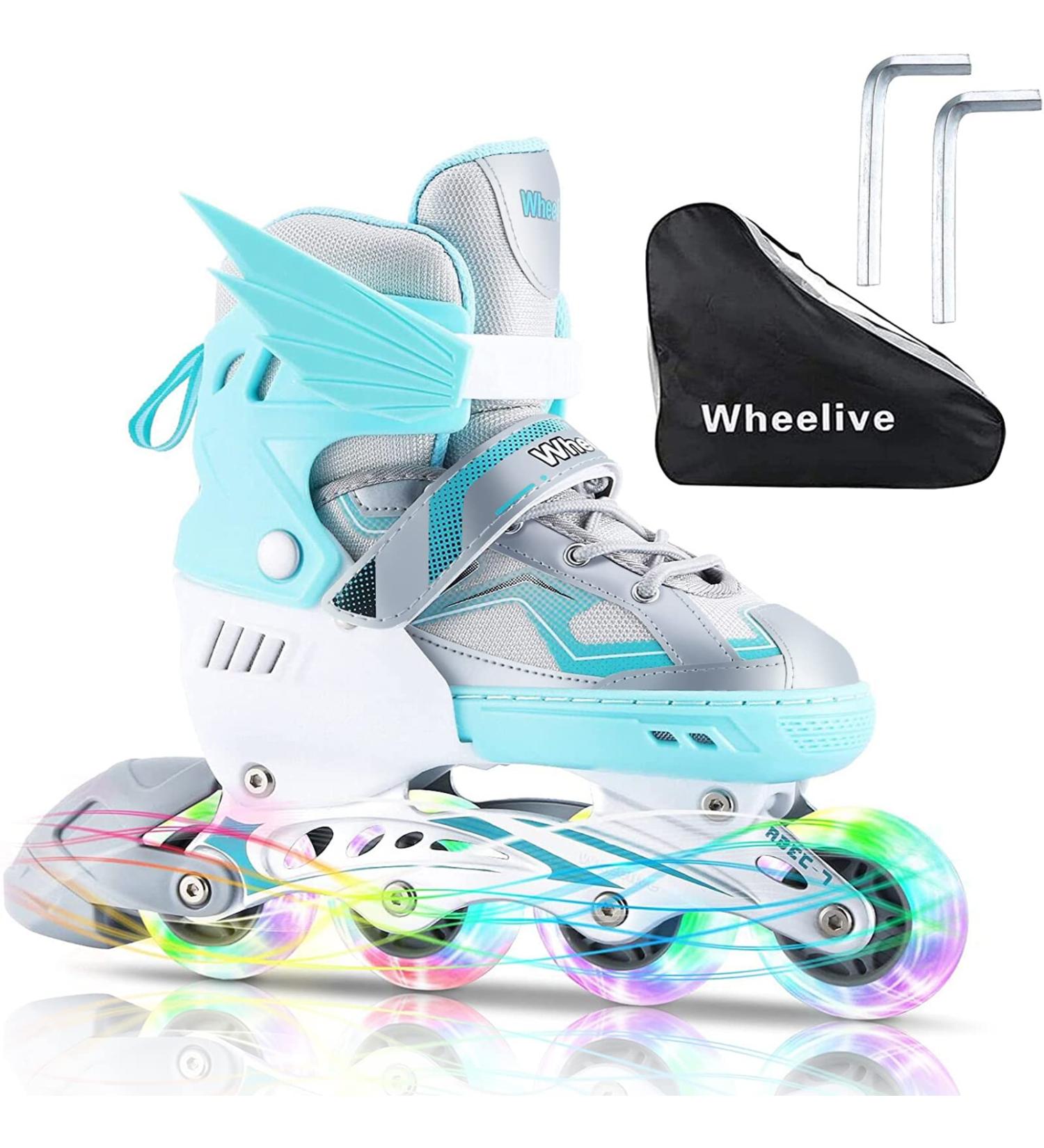 Wheelive Adjustable Inline Skates for Kids | Outdoor Roller Blades with Light-Up Wheels | Blue Small-Little Kid Size 11J-1.5 - Buy Online on GoSupps.com
