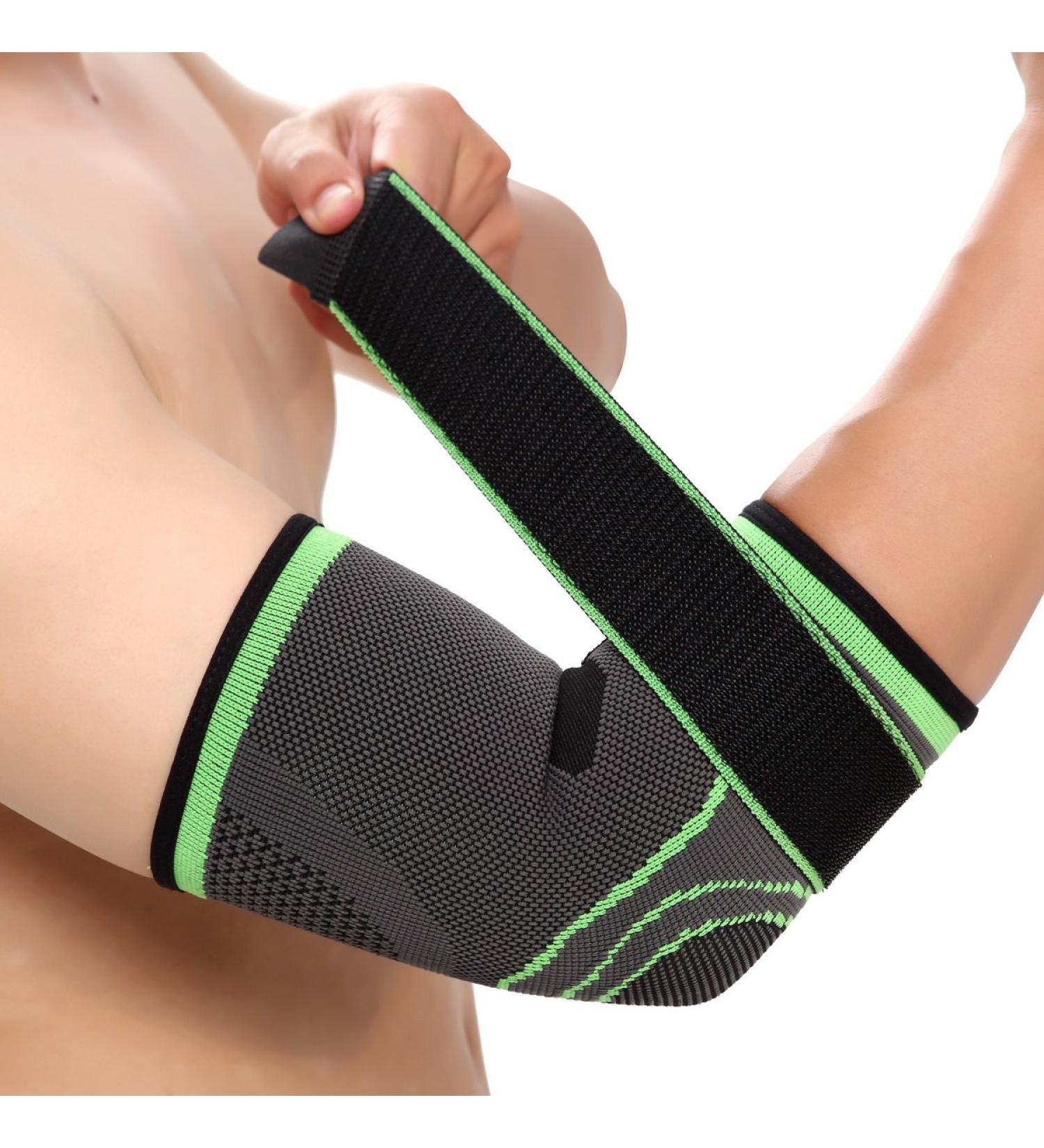 Elbow Brace Compression Support Sleeve - Adjustable Strapping for Pain Relief Arthritis Meniscus Tear - Ideal for Running & Joint Pain (M Green - Buy Online on GoSupps.com