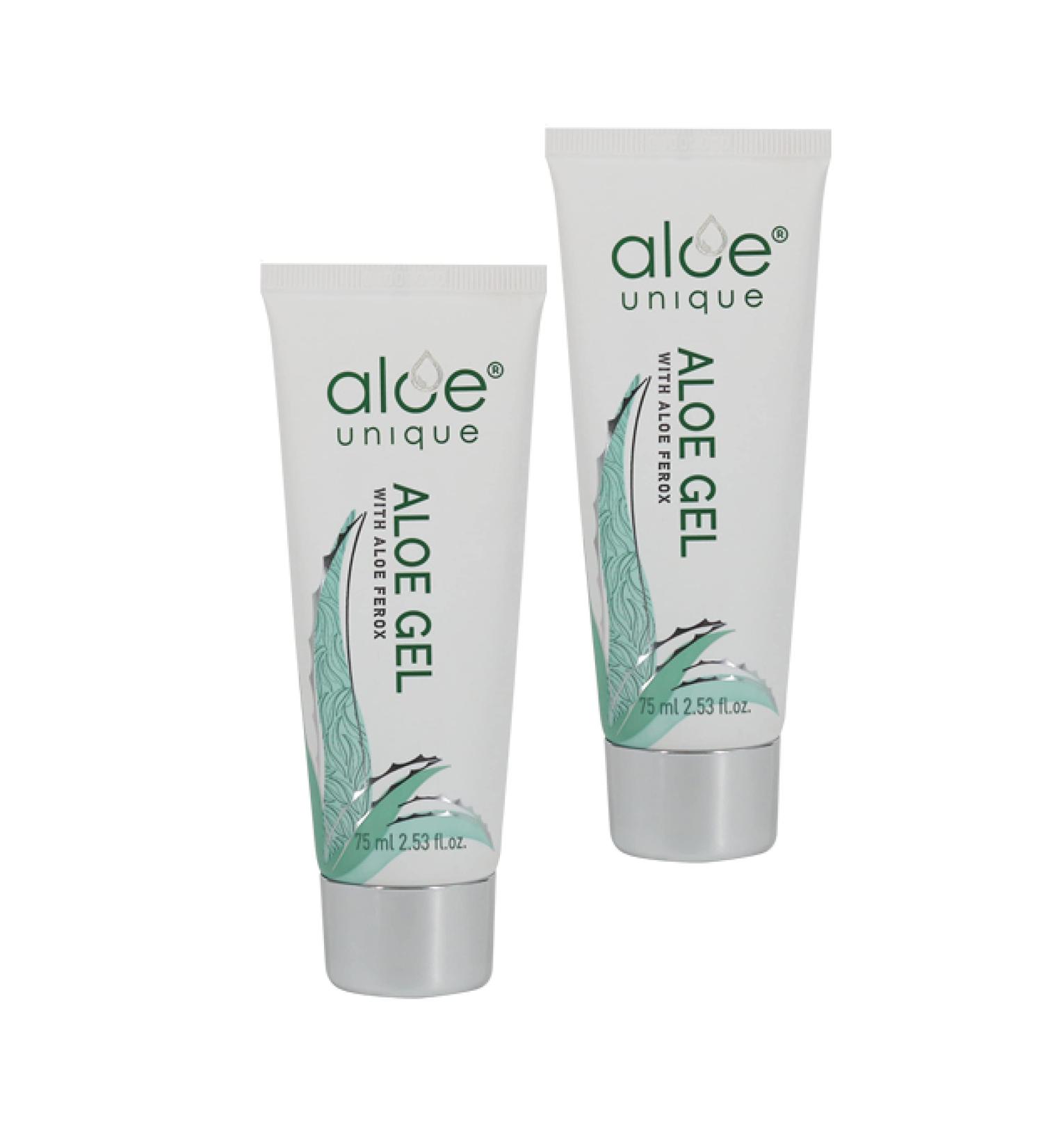 Buy Set of 2 Aloe Gel with Aloe Ferox - 100% Natural Vegan Skin Care for Face & Body | Paraben & Perfume Free Not Tested on Animals - 2x 75ml - Buy Online on GoSupps.com