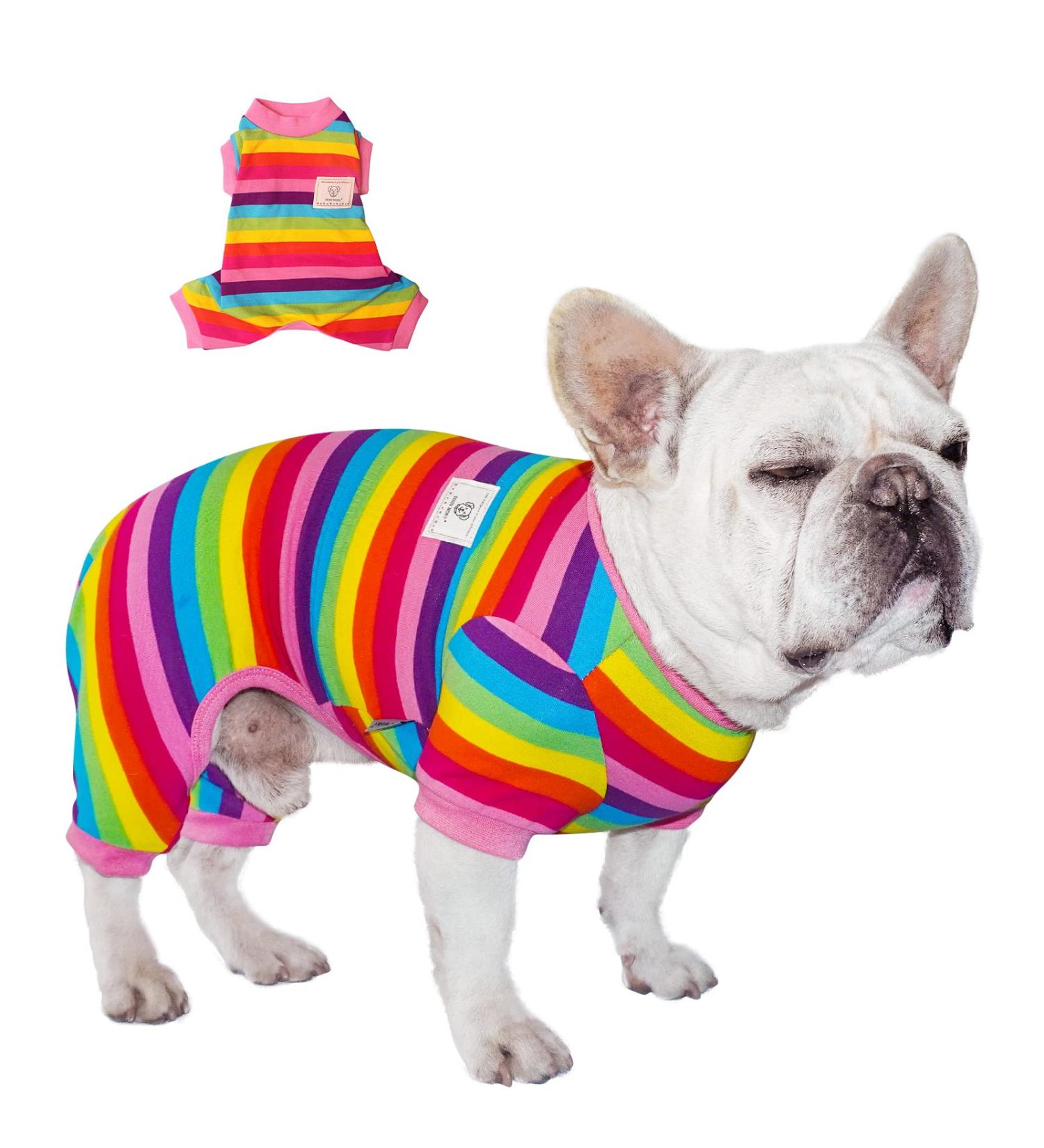 Tony Hoby Rainbow Dog Suit - 4-Leg Lightweight Overall Onesie for Small & Medium Dogs | Pink & Rainbow XS - Buy Online on GoSupps.com