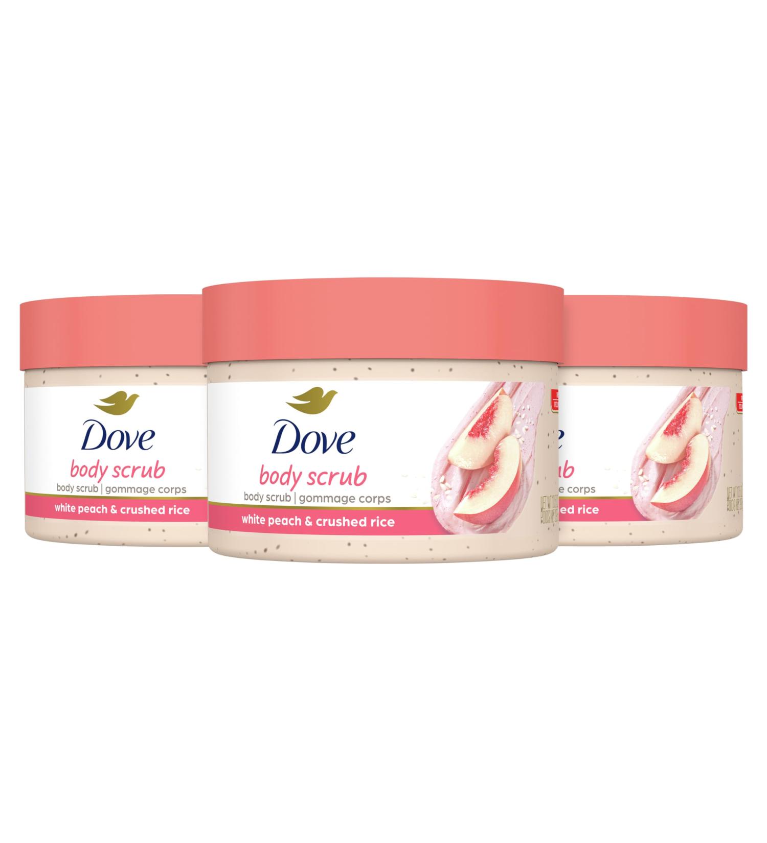 Dove Body Scrub White Peach & Crushed Rice 3 Count for Visibly Silky-Smooth Nourished Skin with Moisturizing Cream White Peach & Crushed Rice 10.5 Fl Oz (Pack of 3) - Buy Online on GoSupps.com