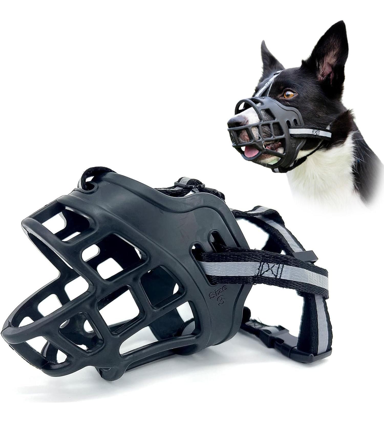Dog Muzzle for Large Breed Adjustable Dogs Muzzles for Xl Bully Breathable Basket Muzzle with Reflective Strip to Prevent Biting Barking Chewing (X-Large) XLarge - Buy Online on GoSupps.com