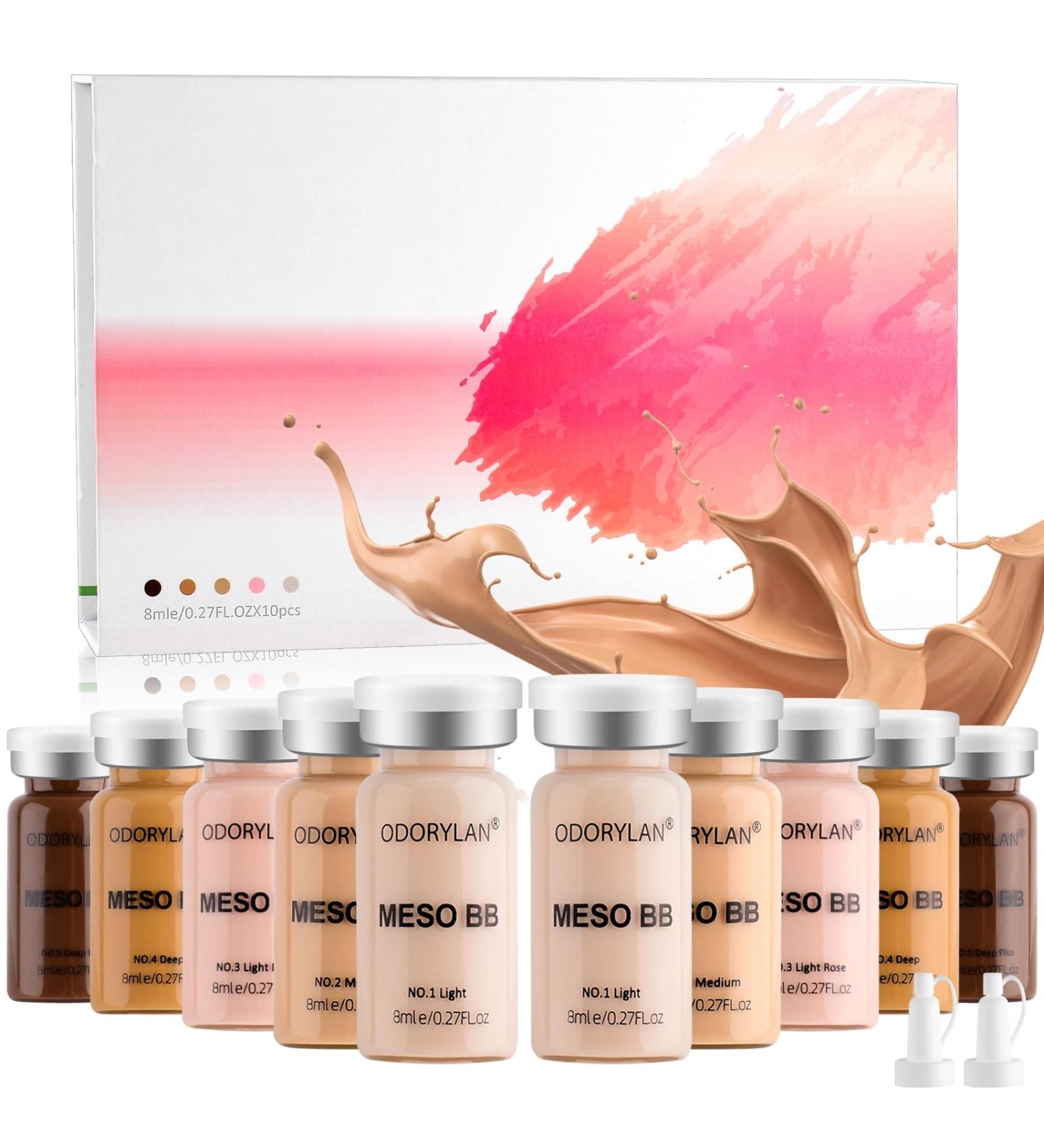 BB Facial Glow Serum Starter Kit Hydration Essence Foundation Skin Care Kit 0.27 oz 10 vials Combined with Niacinamide and Peptides to Lighten Skin Tone Anti-Aging Foundation 5-mix pack - Buy Online on GoSupps.com