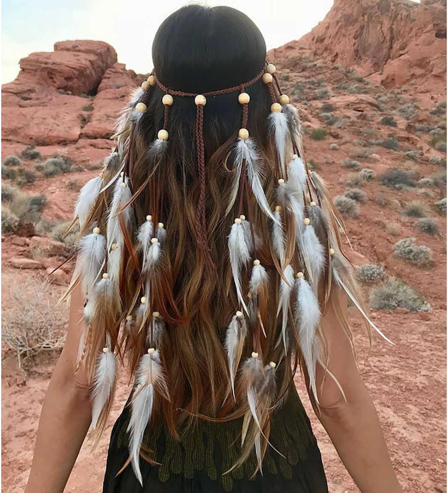 Zoestar Boho Feather Headband - Vintage Hippie Indian Headdress & Tribal Hair Accessories for Women & Girls | Perfect for Festivals! - Buy Online on GoSupps.com