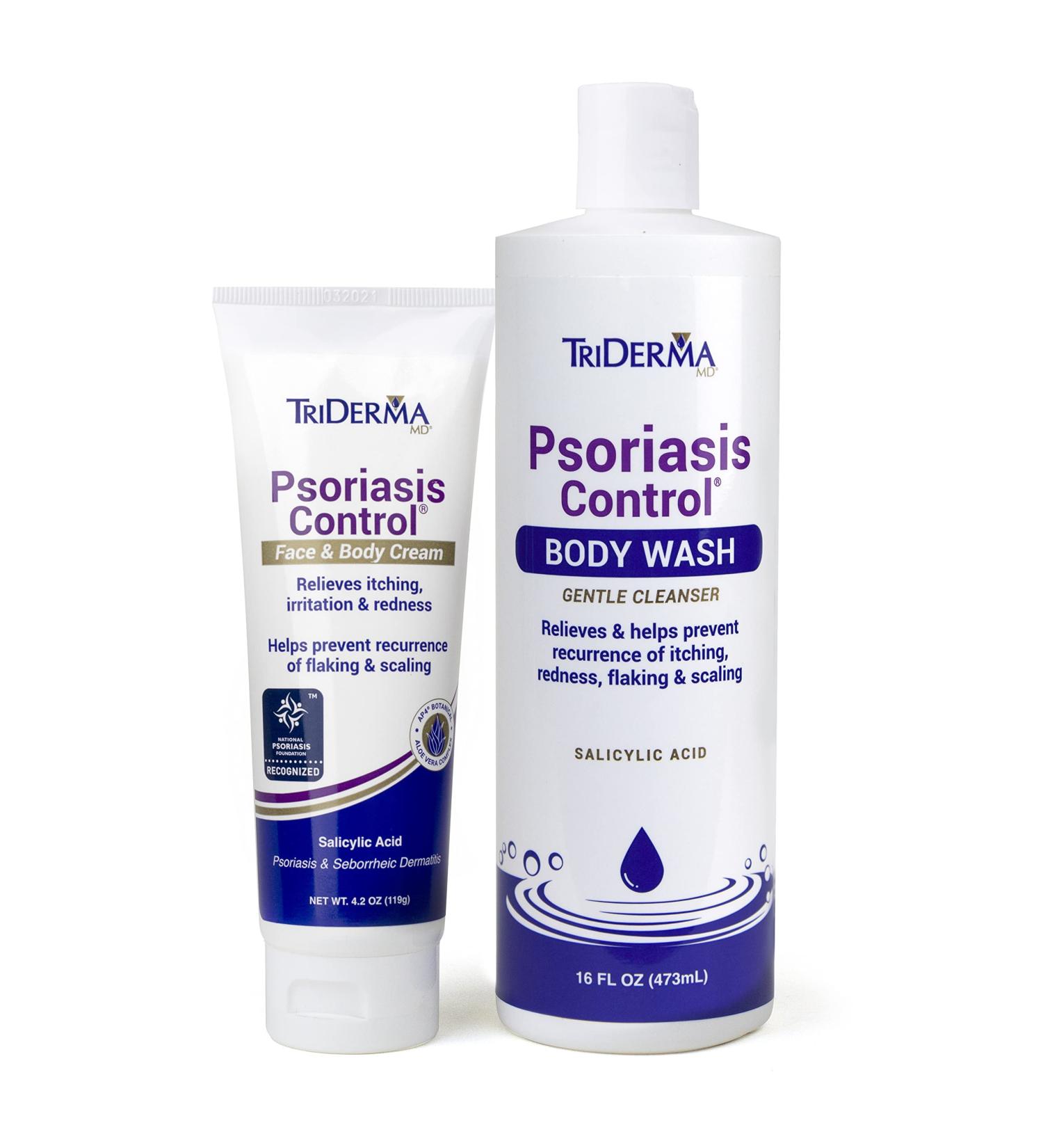 TriDerma Psoriasis Control Cream & Body Wash Bundle - 4.2oz & 16oz - Soothes Psoriasis Symptoms & Relieves Dry, Itchy, Red, Flaky Skin - Buy Online on GoSupps.com