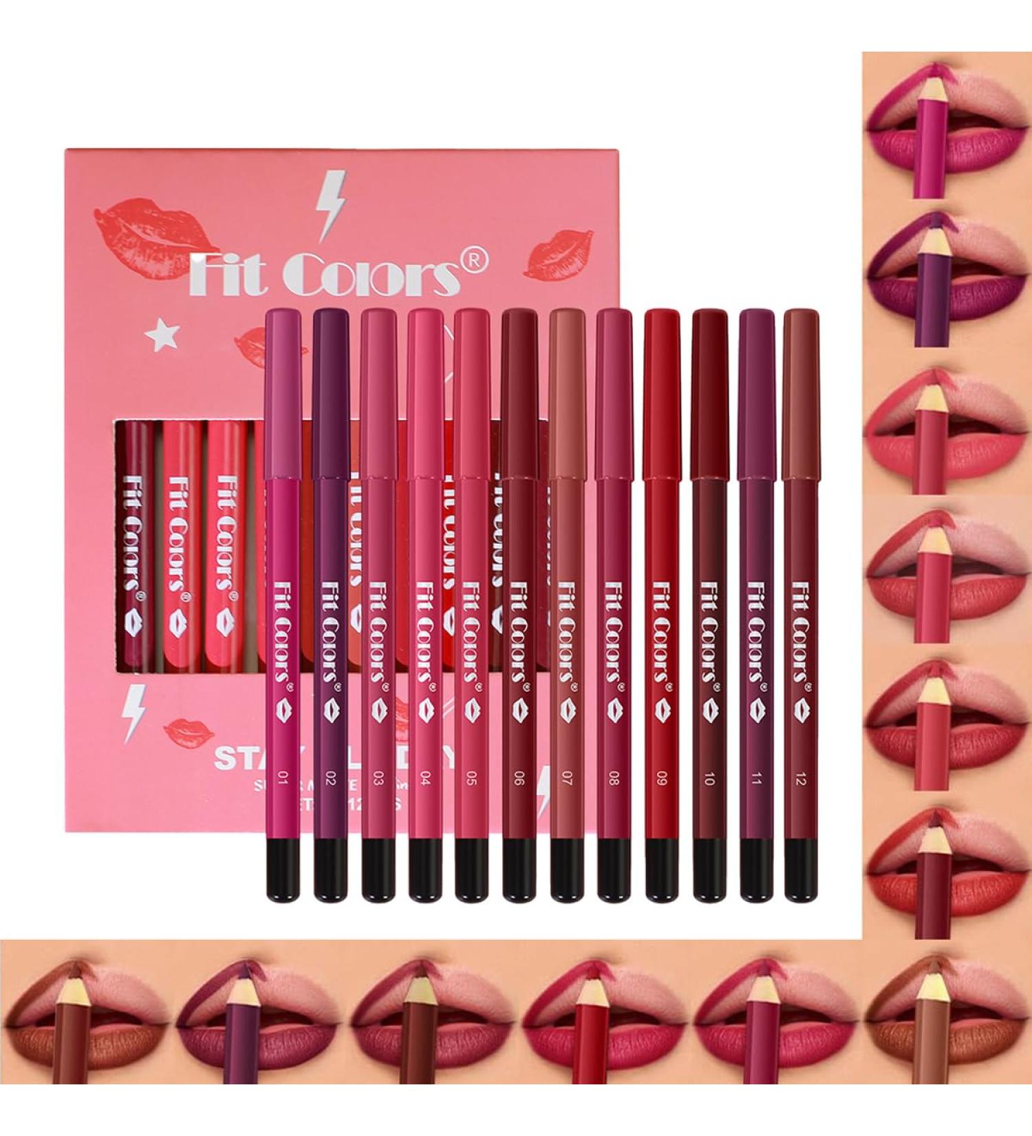 12 Couleurs Matte Lip Liner Pencil Set Rouge l vres velours mat cr meux Kit de maquillage pour les l vres en une tape Fit Colors Long Lasting Waterproof Smooth High Pigmented Lip Makeup Red 1 g (Lot de 12) - Buy Online on GoSupps.com