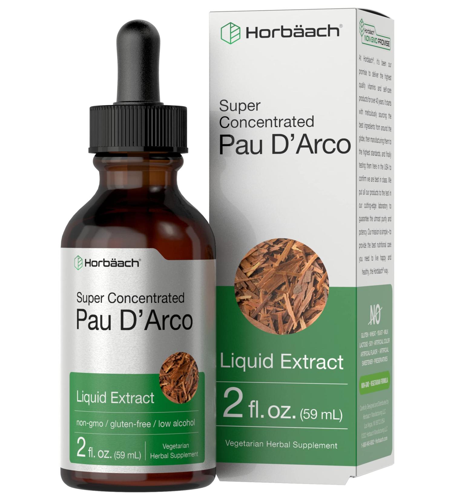 Horb ach PAU D'Arco Extract | 2 fl oz Liquid Drops | Vegetarian Non-GMO Gluten Free | Tabebuia avellanedae Supplement - Buy Online on GoSupps.com