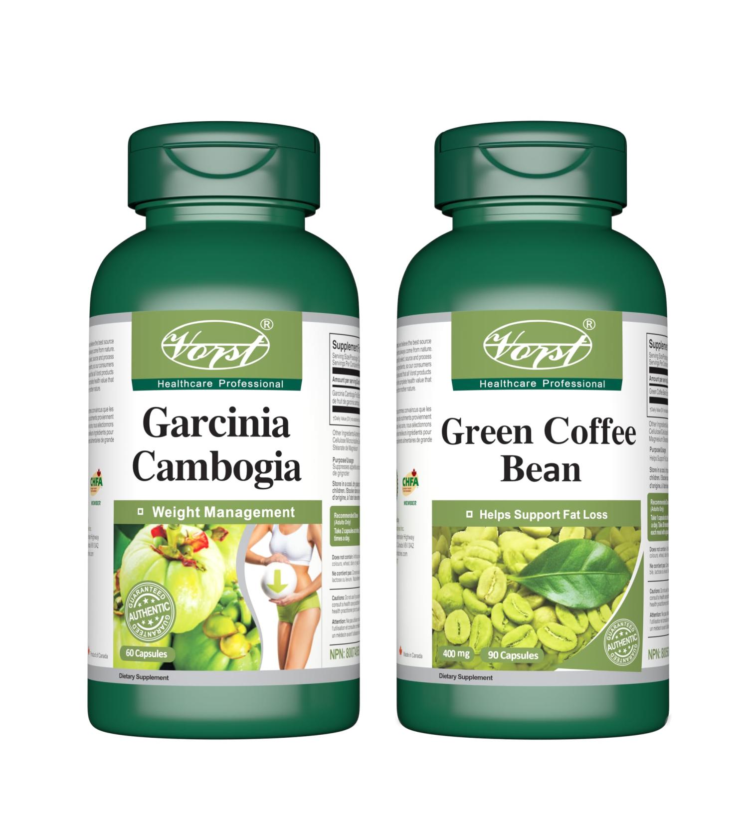 VORST Garcinia Cambogia 60 Capsules and Green Coffee Bean 90 Capsules (Combo Bundle 2 bottles) - Buy Online on GoSupps.com