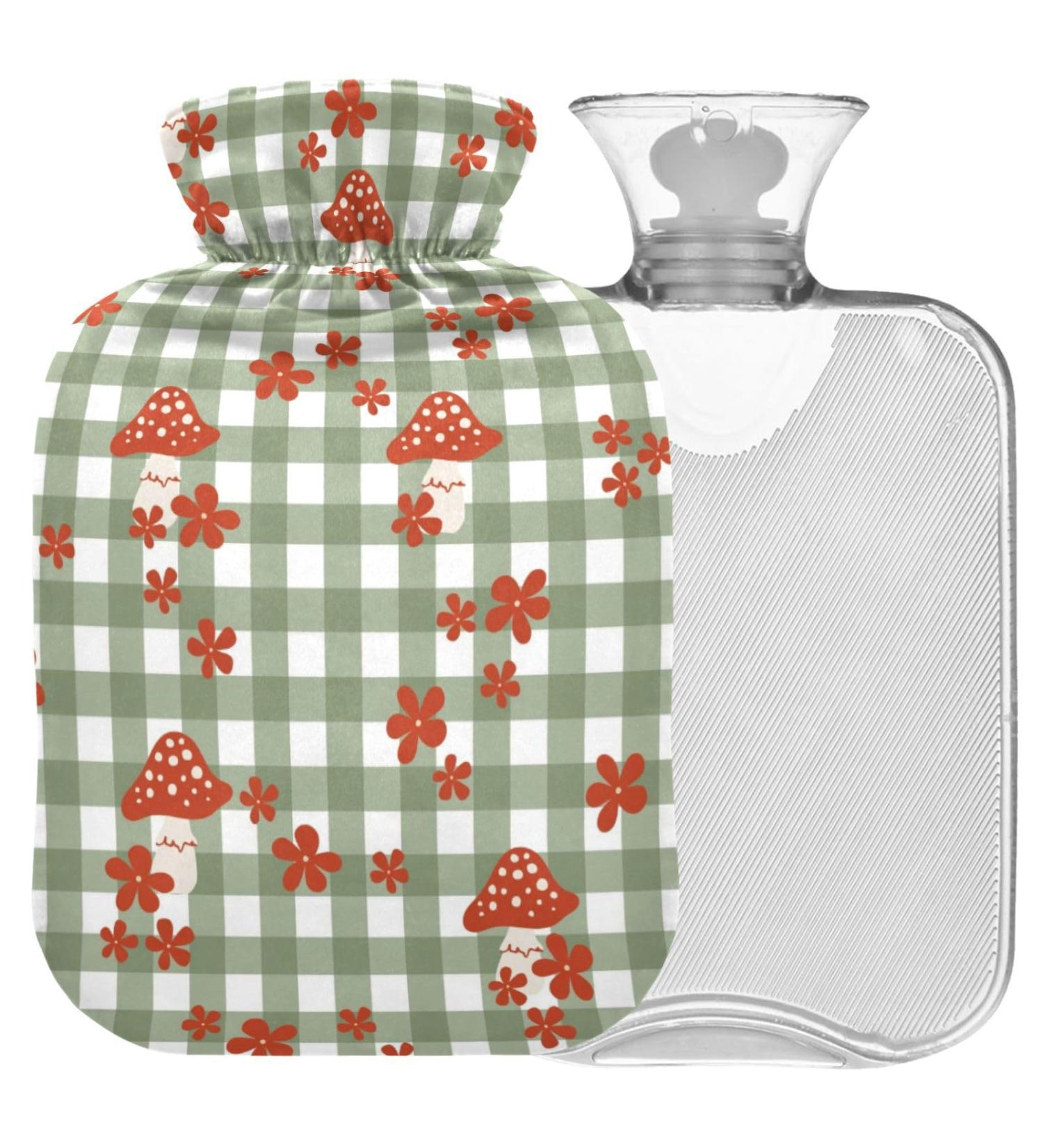 NAANLE DAISY 2L Mushroom Hot Water Bottle with Cover - Transparent Warm Water Bottle for Pain Relief & Thermal Therapy - Ideal for Beds Hands & Feet - Buy Online on GoSupps.com
