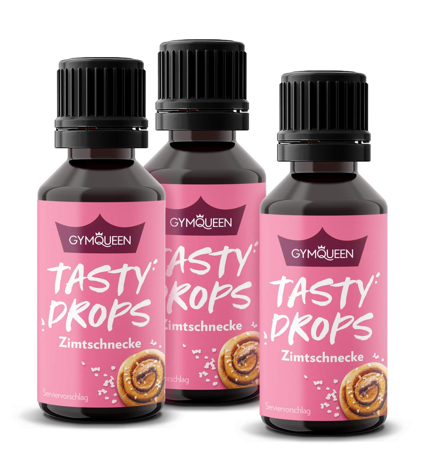 Buy GymQueen Cinnamon Roll Tasty Drops - 3x30ml Calorie-Free Flavor Enhancer for Fitness Lovers - Buy Online on GoSupps.com
