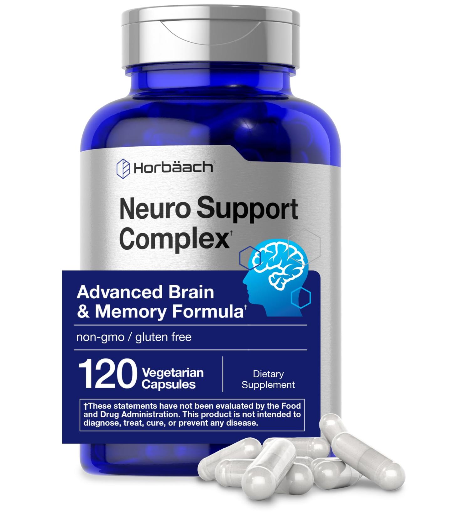 Horb ach Brain Supplement | 120 Capsules | with Phosphatidylserine & DMAE | Advanced Formula for Memory Focus Clarity | Vegetarian & Gluten Free | Neuro Support - Buy Online on GoSupps.com