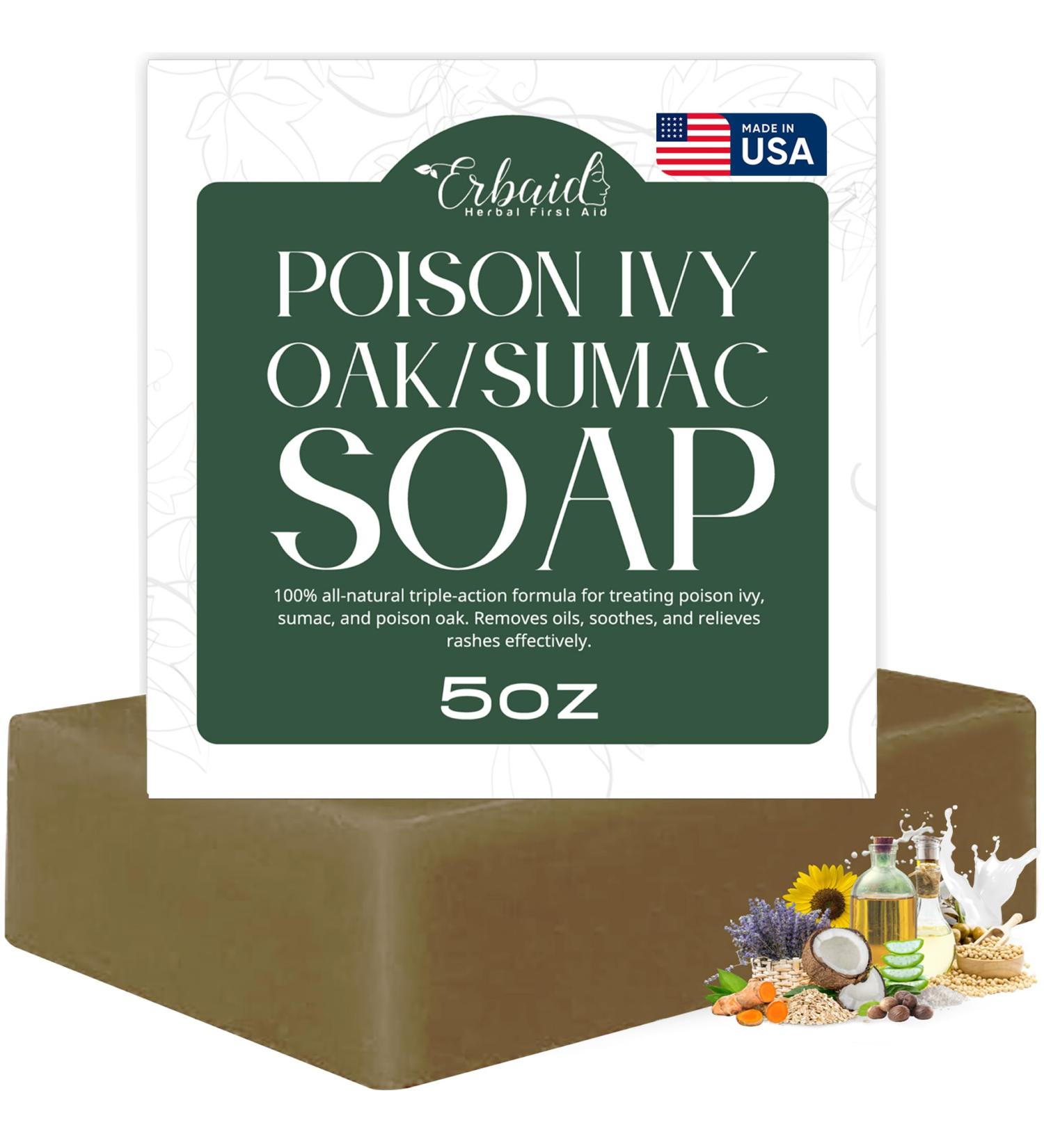 Poison Ivy Soap Bar All Natural Treatment for Poison Ivy Oak & Sumac Anti-Itch Skin Cleanser Soothes & Relieves Rashes Made in USA 5oz - Buy Online on GoSupps.com