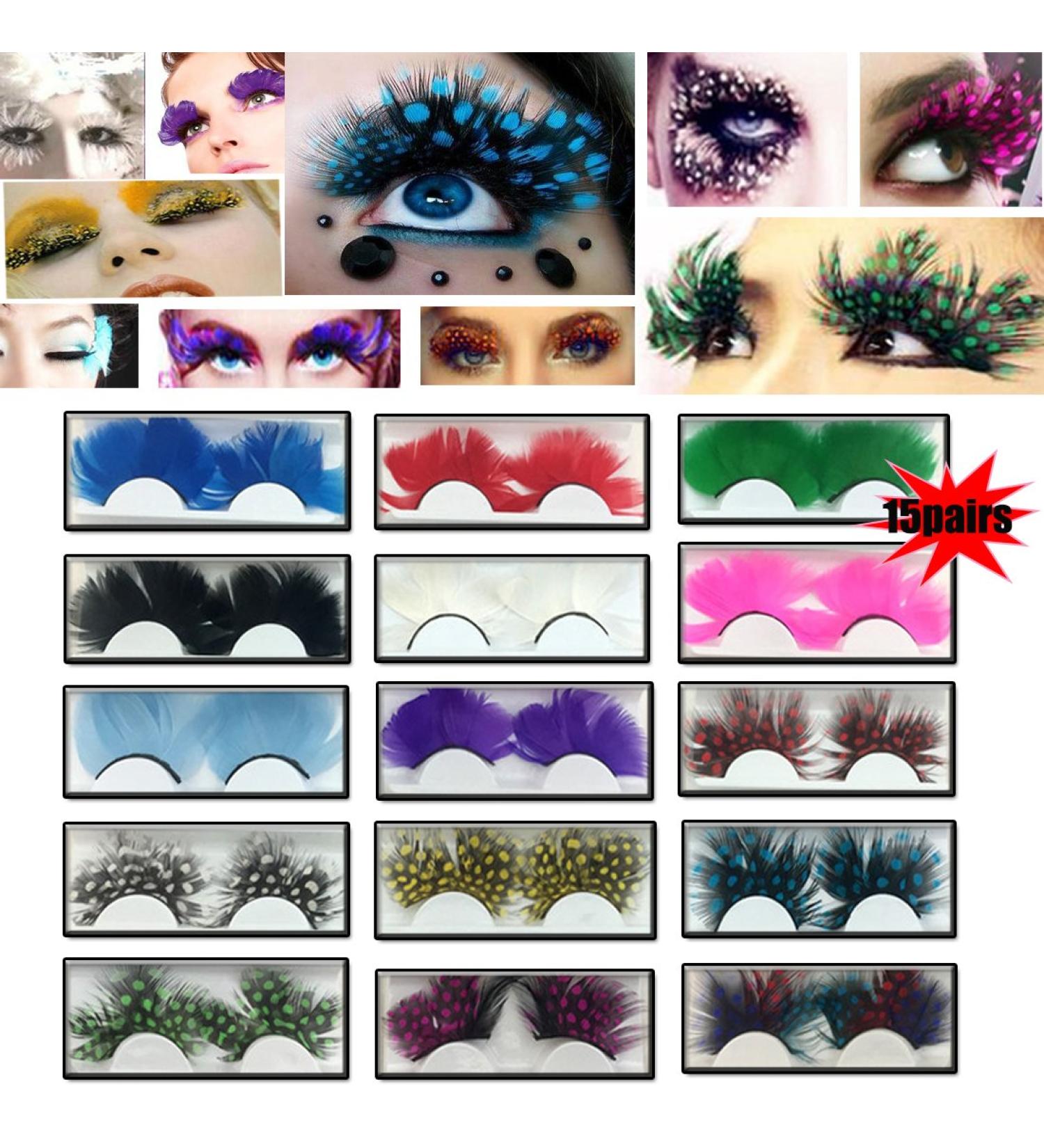 Lookathot 15 Pairs Feather False Eyelashes - Handmade & Reusable for Charming, Sexy, and Fun Styles - Buy Online on GoSupps.com
