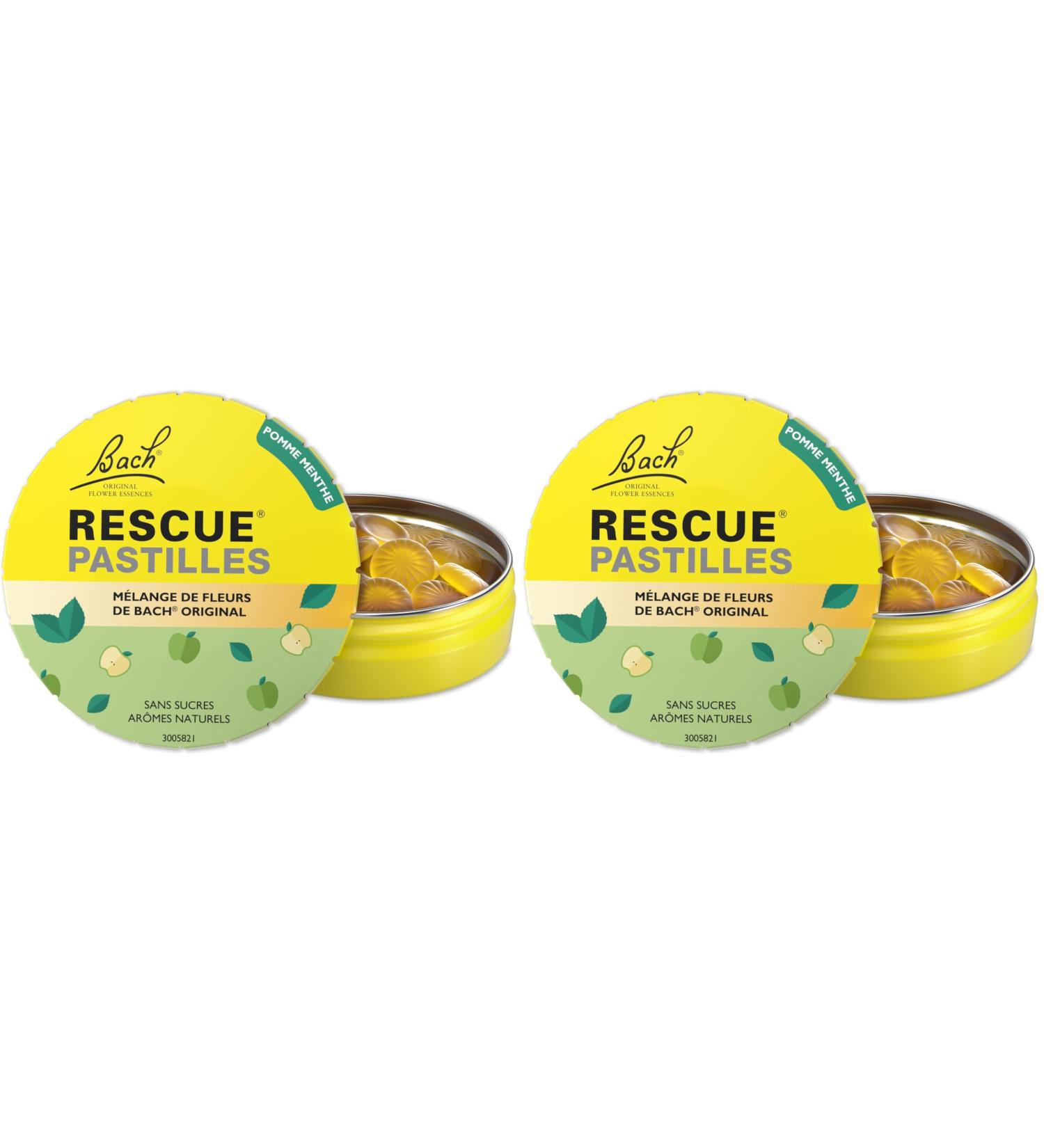 RESCUE - Pastilles go t Pomme Menthe - Bien- tre motionnel naturel - M lange de 5 Fleurs de Bach Original - Id al lors de d placement voyage stress du quotidien - Sans sucre - 50g (Lot de 2) - Buy Online on GoSupps.com