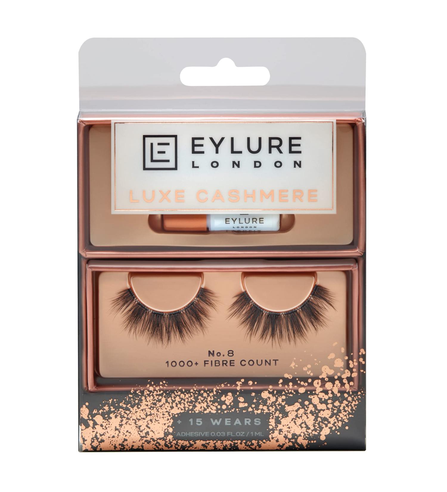 Eylure Luxe Cashmere No. 8 False Lashes 1 Pair Set - Black with Adhesive | 3 Piece Bundle - Buy Online on GoSupps.com