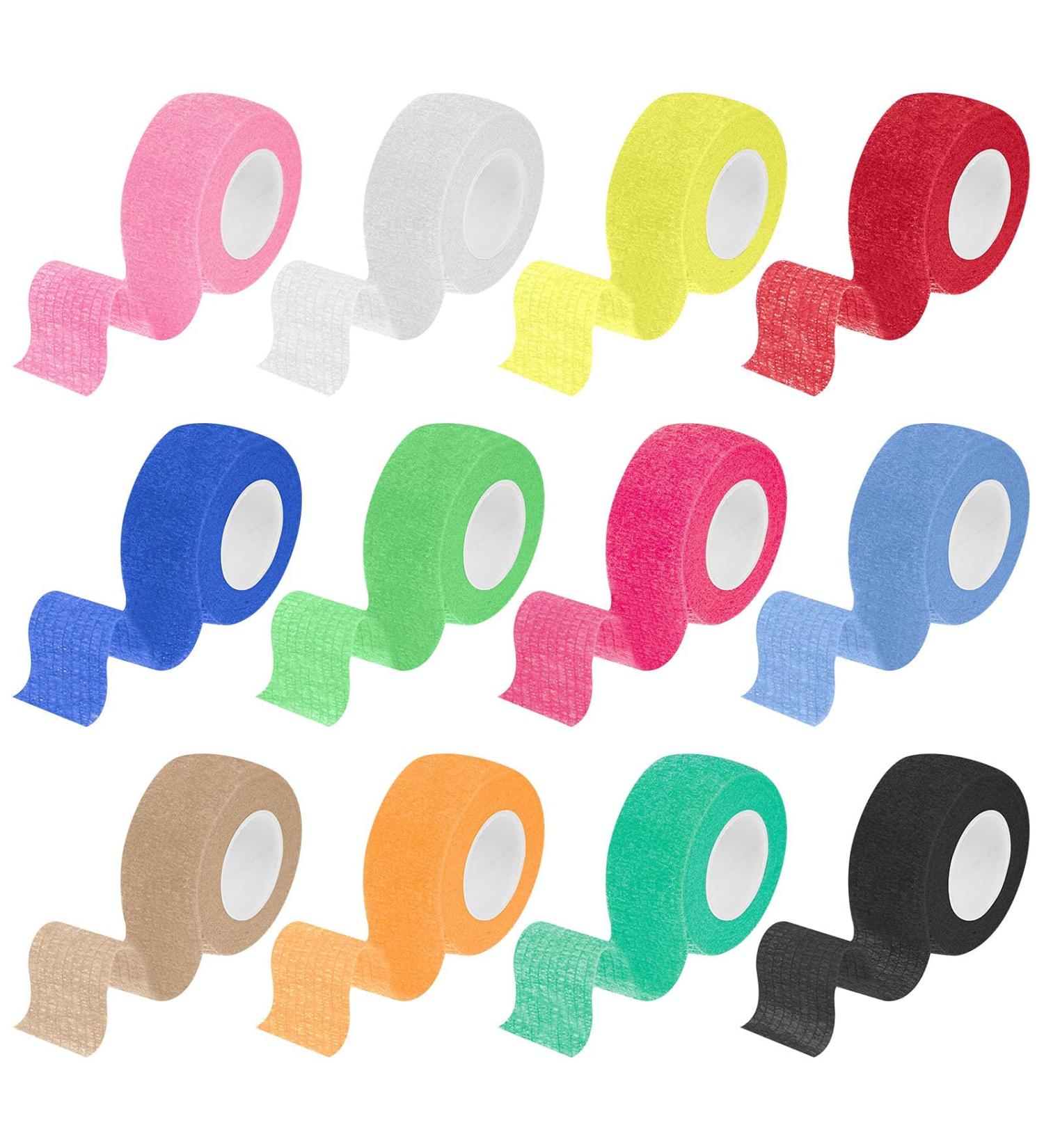 Tonyg-P Self-Adhering 12 Roll Elastic Bandage for Athletes | Multicolored Cohesive Bandages for Wrist & Ankle Support (2.5cm x 4.5m) - Ship Internationally - Buy Online on GoSupps.com