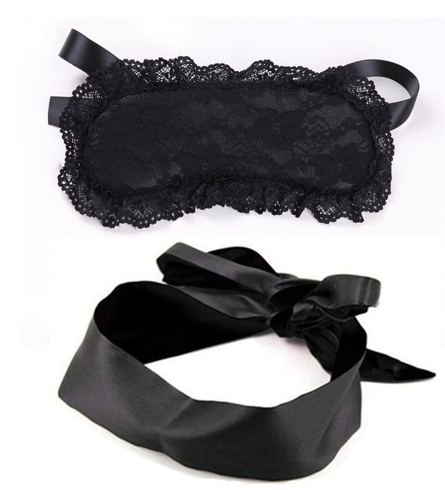 Soft Lace Eye Mask Set - Comfortable Sleep & Travel Accessory for Shading Eyes, Home & Meditation - Adjustable Fit (Black 2pcs) - Buy Online on GoSupps.com