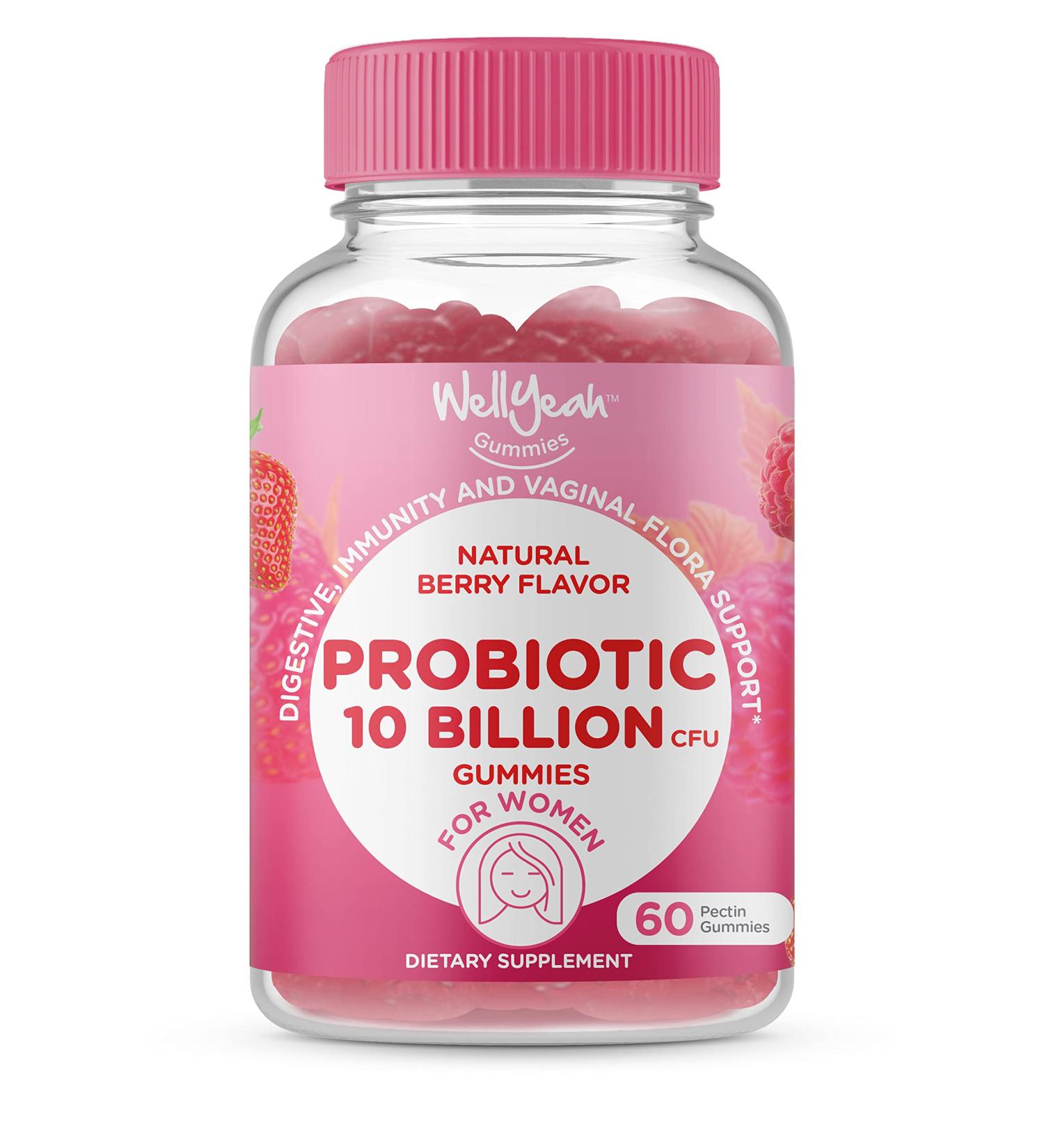 Premium Women's Probiotic Gummies - 10 Billion CFU - Digestive & Feminine Health Support - Natural Berry Flavor - 60 Count (Pack of 1) - Buy Online on GoSupps.com