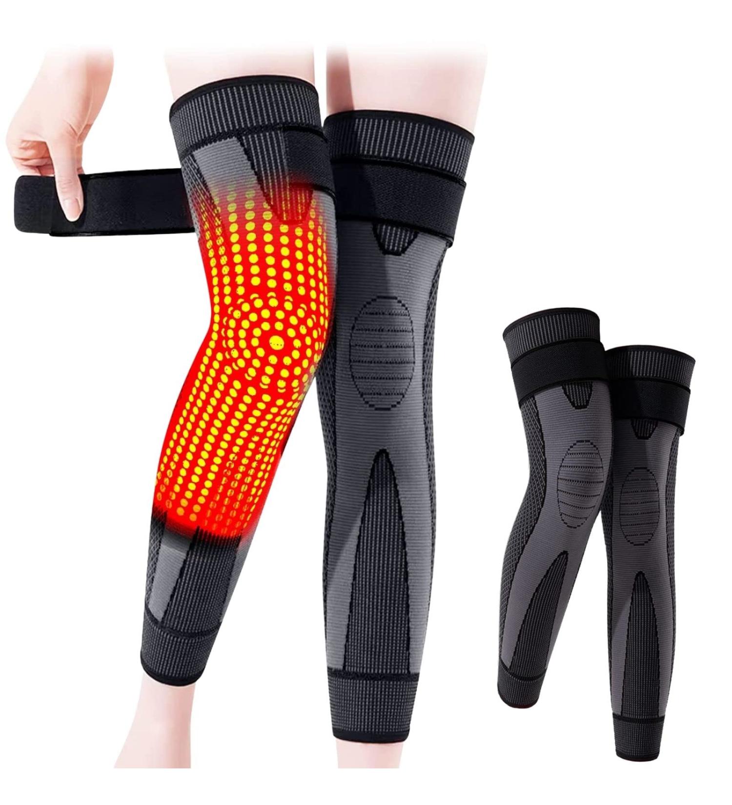 XL Black CROOT Tourmaline Acupressure Self-Heating Knee Sleeve with Mugwort Wormwood - Knee Pads for Acupressure Shaping - Benefits of Self-Heating Technology - Buy Online on GoSupps.com