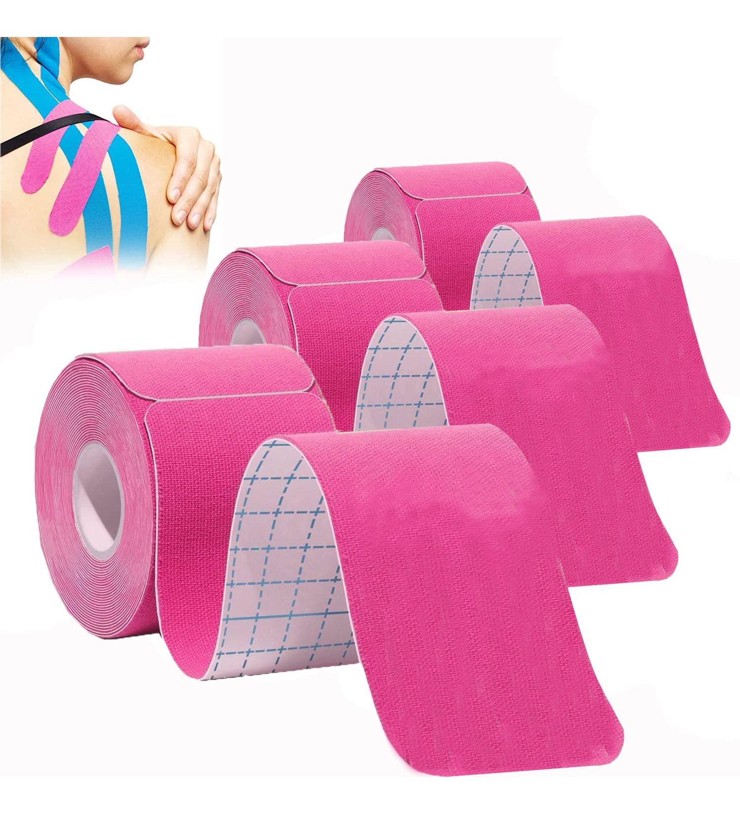 Kinesiology Tape Precut (3 Rolls 60 Strips) Waterproof Sports Tape for Athletes Physio Elastic Tape Pain Relief Adhesive for Muscles Shin Splints Ankle Knee & Shoulder 5m(Pink) - Buy Online on GoSupps.com