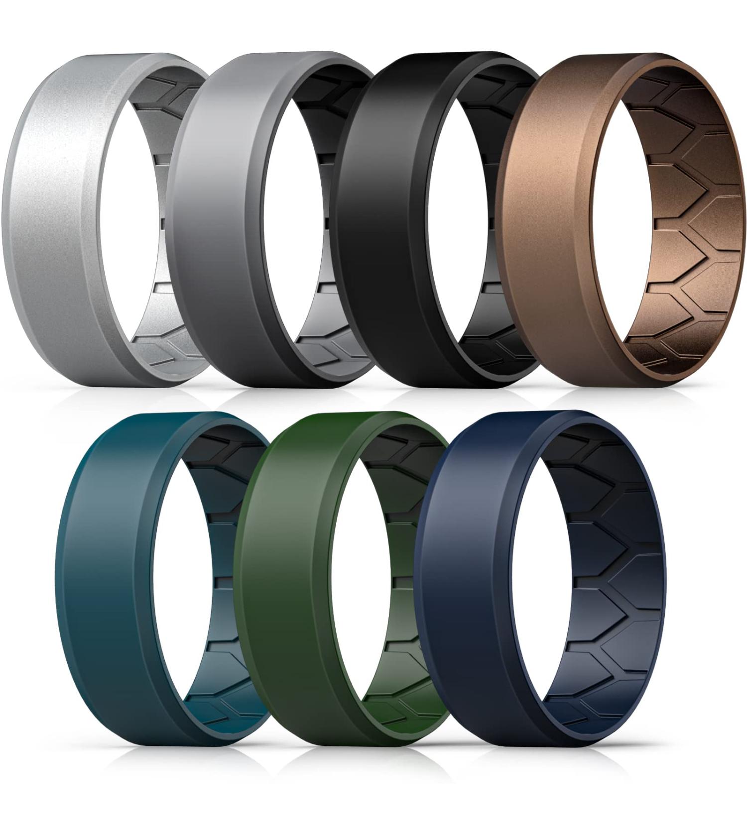 Forthee Silicone Wedding Ring for Men - 10 (19.8mm) - Breathable Rubber Band for Crossfit Workout - Buy Online on GoSupps.com