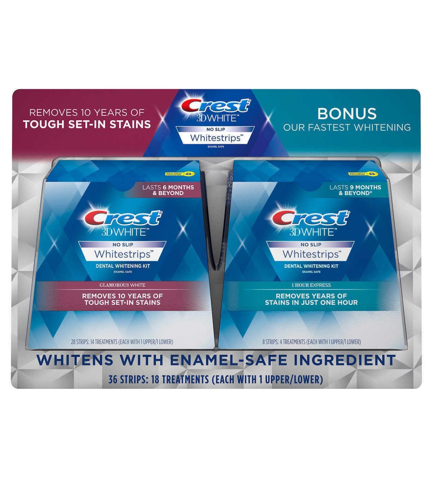 CREST 640256 3D Whitestrips W/1 Hr Express Strips