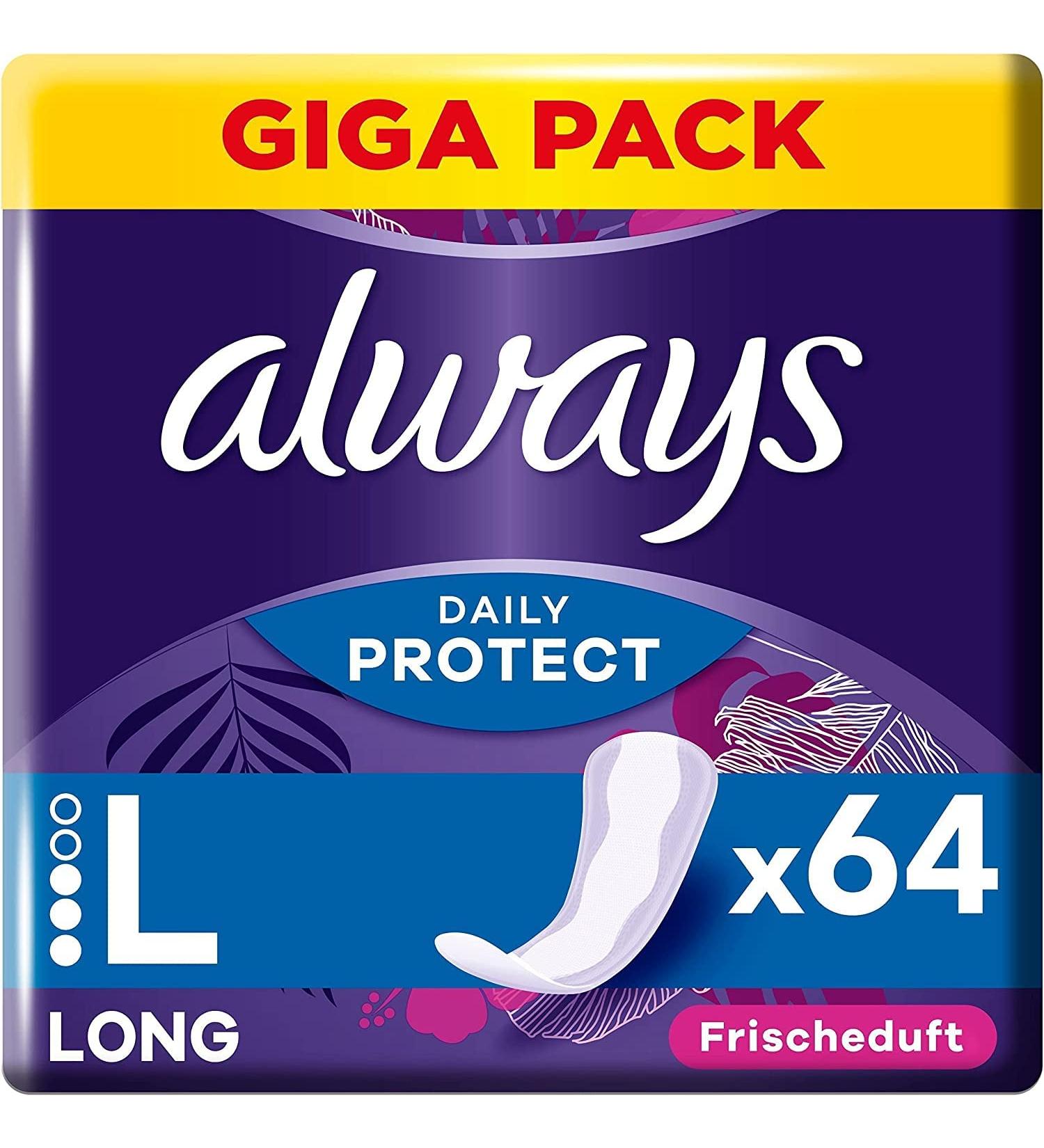 Always Dailies Protect Slip Women's Long Gigapack - 64 Breathable & Flexible Daily Liners with Fresh Fragrance - Buy Online on GoSupps.com