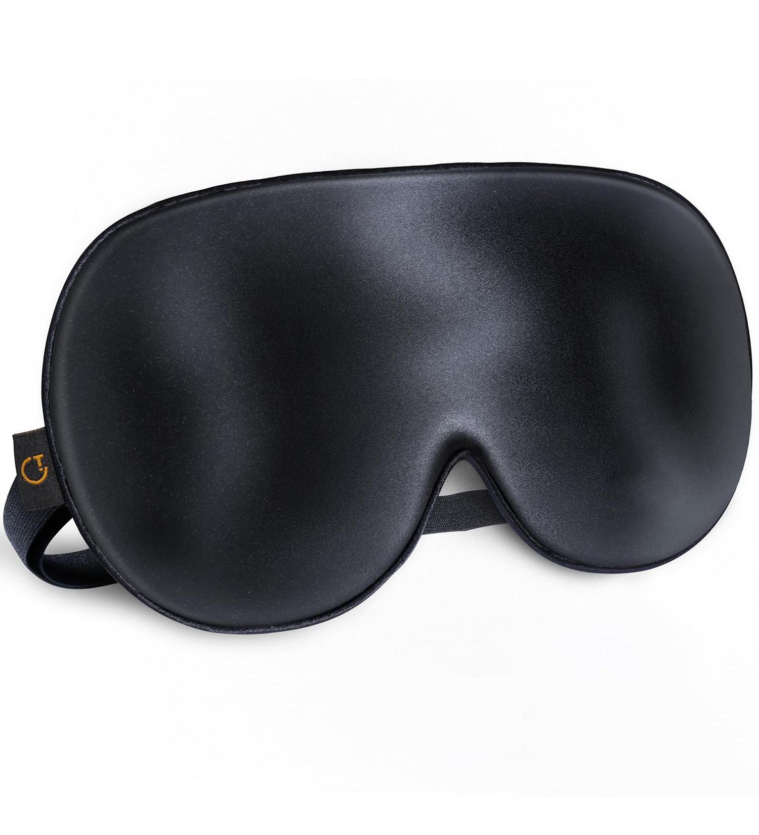 Buy Gritin Silk Sleep Mask - 100% Natural Skin-Friendly Eye Mask for Side Sleepers with Adjustable Straps & Earplugs - Dark Black | International Shipping - Buy Online on GoSupps.com