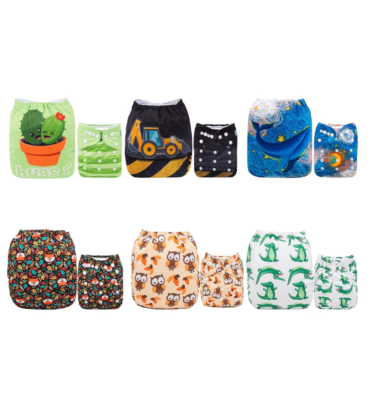 Alva Baby Diapers - Reusable & Washable | 6 Diapers + 12 Inserts (6DM09-DE) - Eco-Friendly & International Shipping - Buy Online on GoSupps.com