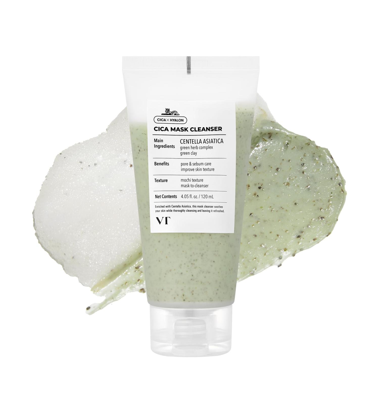 VT COSMETICS CICA Mask Cleanser 2-in-1 Facial Wash Non-Drying Clay Mask Gentle Pore Care Exfoliating Hydrating Centella Asiatica for Acne-Prone & Sensitive Skin Korean Skincare (4.05 fl. oz) - Buy Online on GoSupps.com