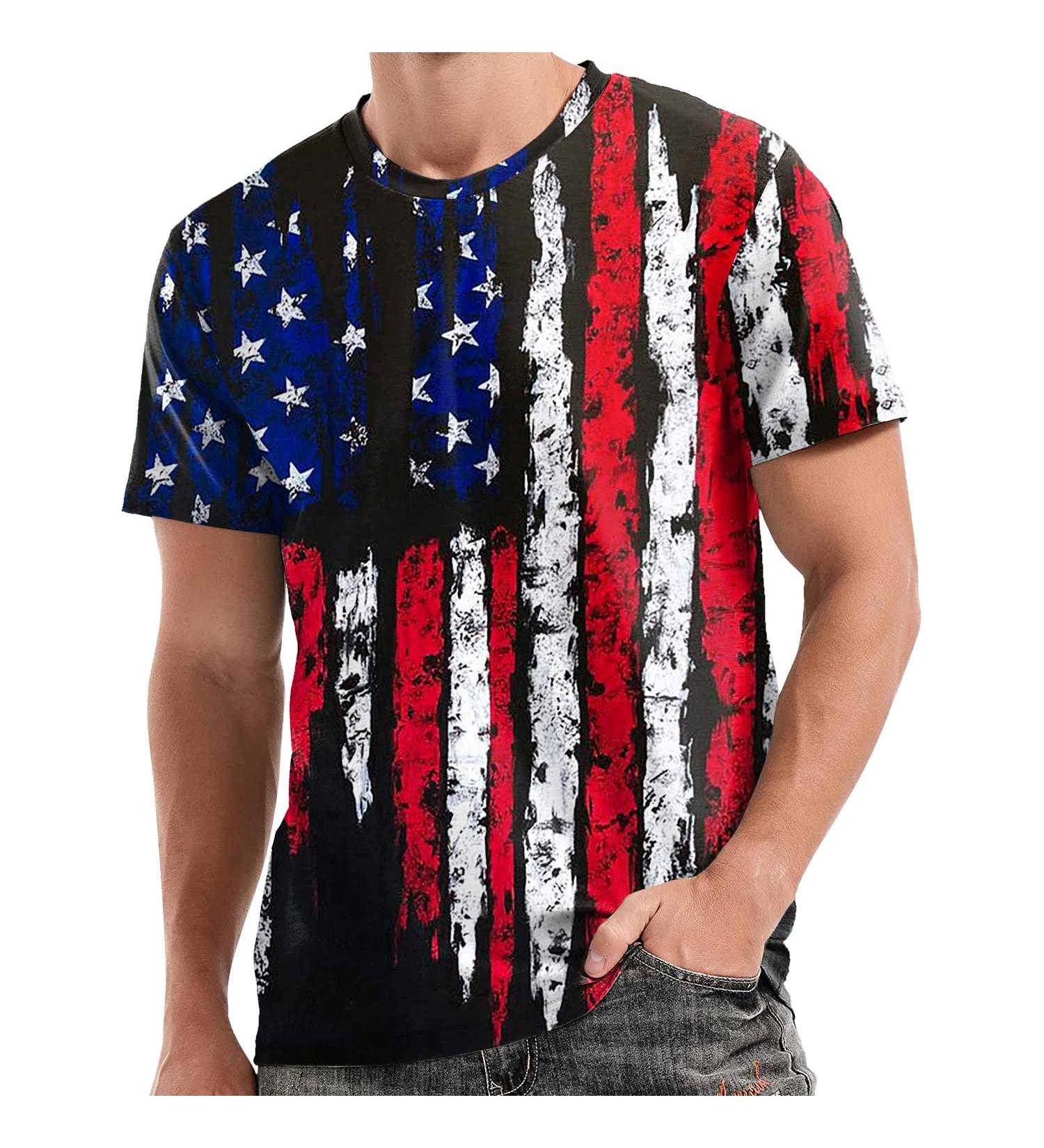 Men's Distressed American Flag Patriotic T-Shirt - Khaki, 3X-Large - Buy Online on GoSupps.com