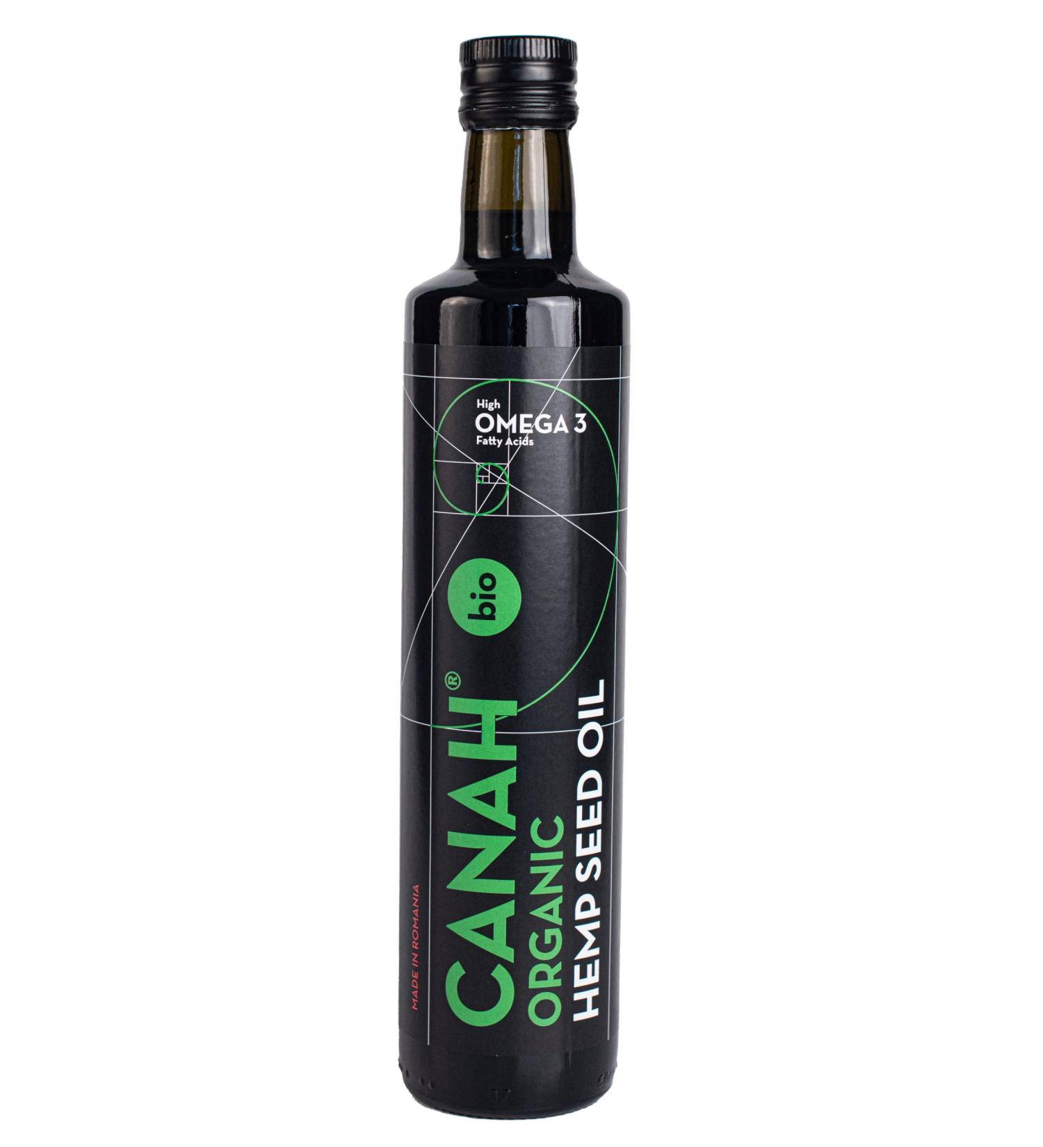 Natural Hemp Seed Oil 500ml - Organic Cold-Pressed Raw & Vegan | Rich in Omega-3 & Omega-6 | Kosher Certified - Canah - Buy Online on GoSupps.com