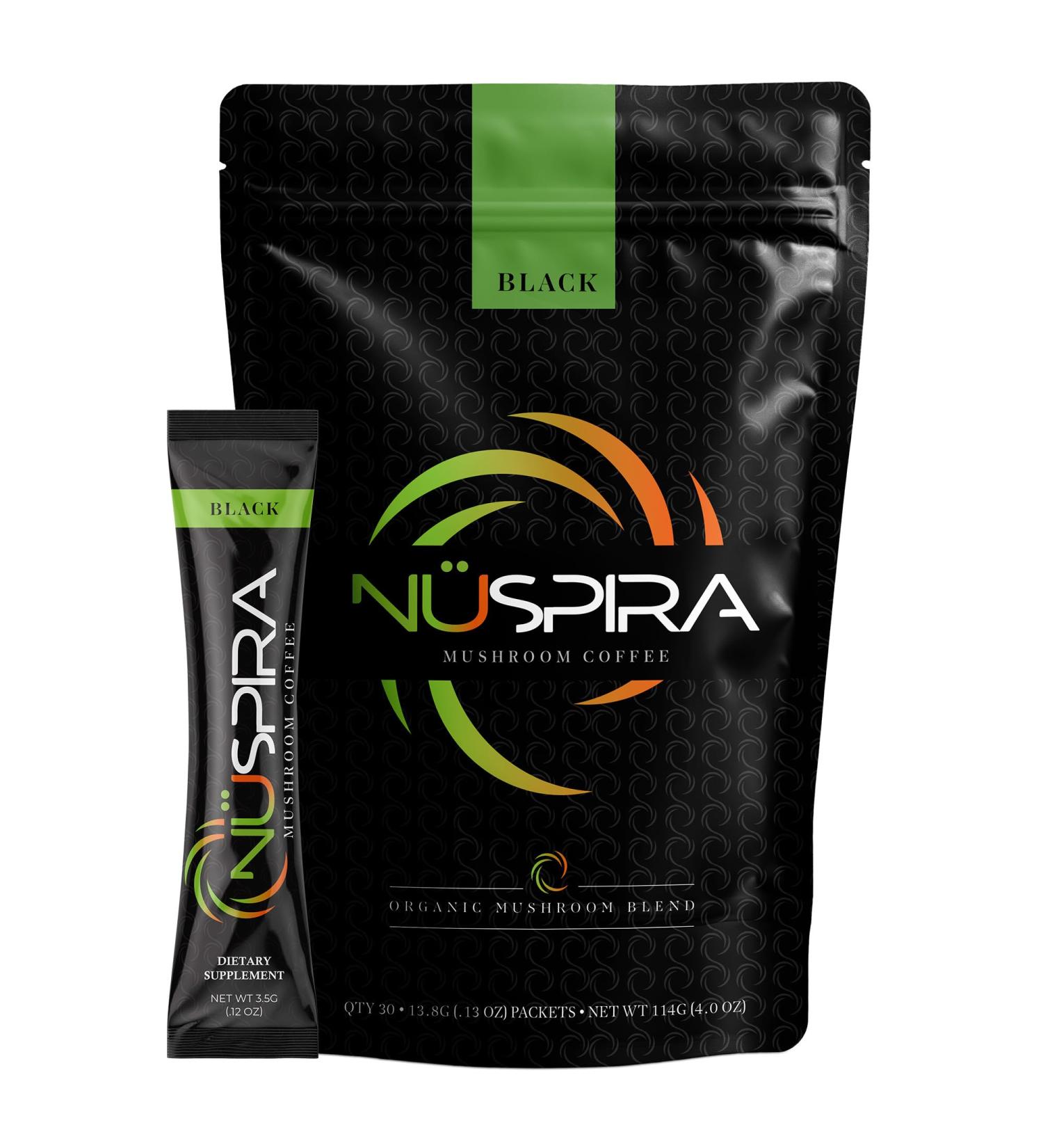 N Spira - Black Mushroom Coffee - 6 Adaptogen Mushrooms for Brain Clarity Gut Health & Immune Support - Lower-Caffeine Alternative - 30 Servings - Buy Online on GoSupps.com