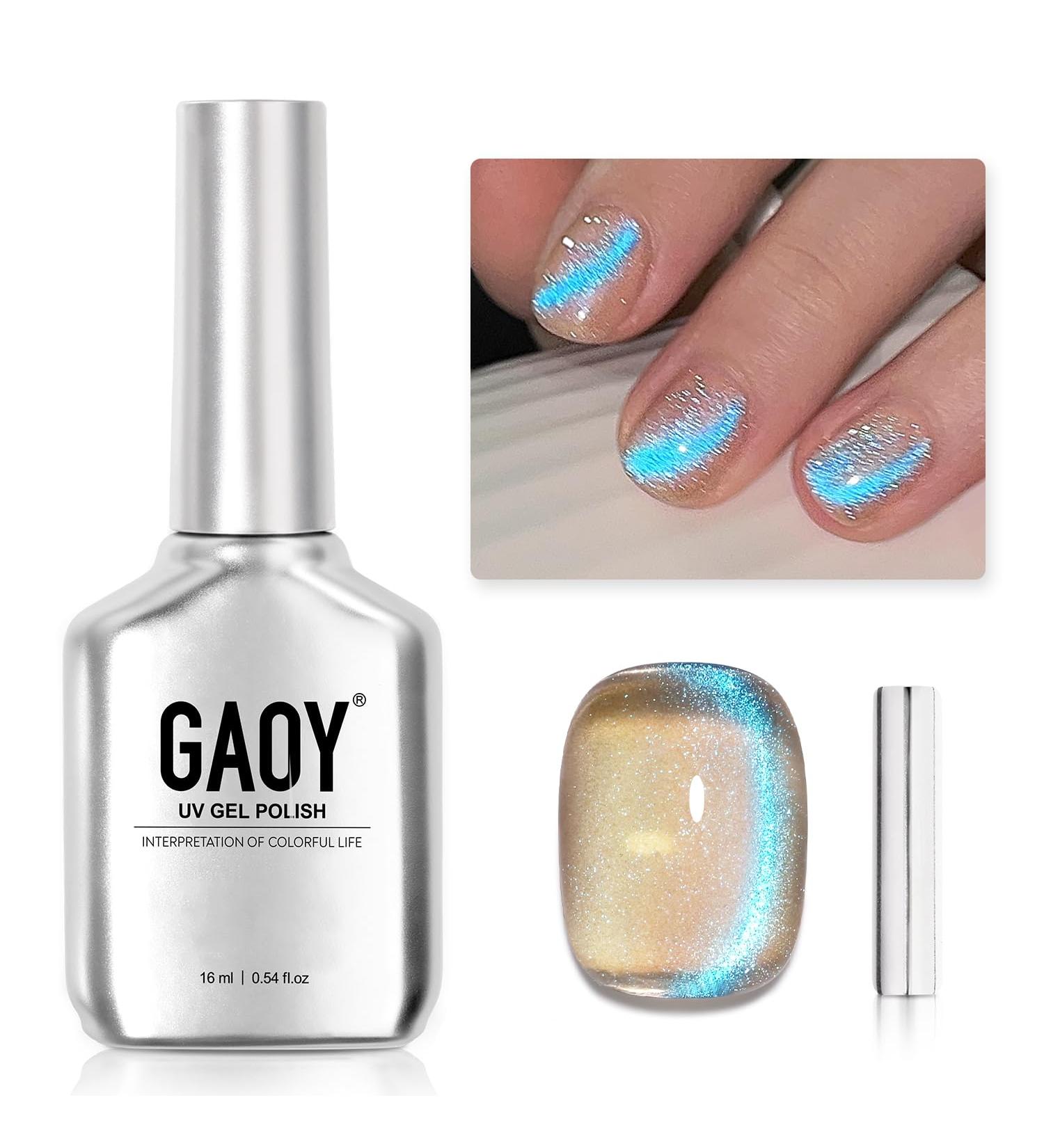 GAOY Cat Eye Gel Nail Polish - 16ml Blue Nude Glitter Holographic UV Gel - Reflective Translucent - 2408 Mermaid Tears | International Shipping - Buy Online on GoSupps.com