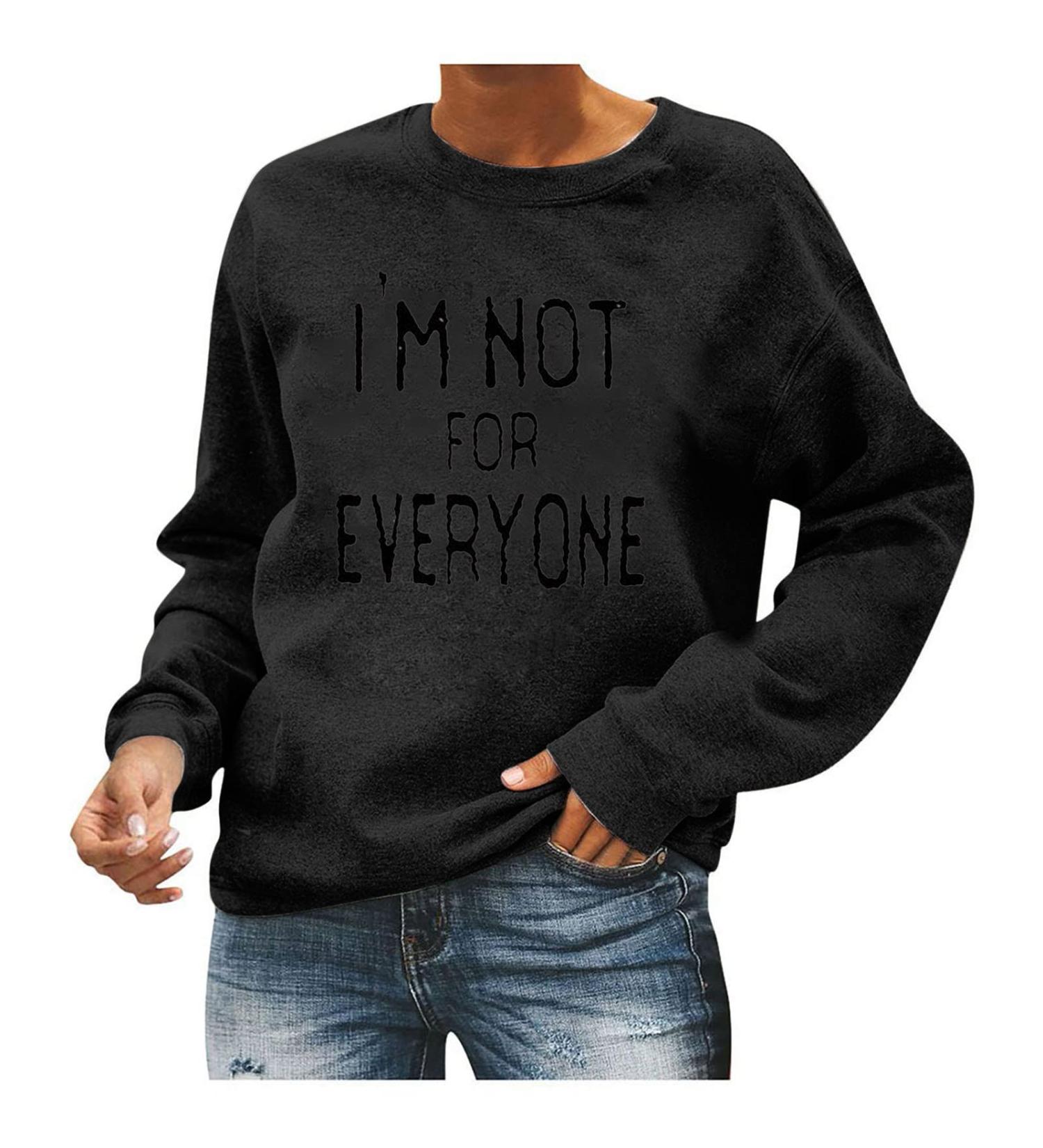 oelaio Women's Casual Fall Round Neck Tops Raglan Long Sleeve Graphic Yes I'm Cold Me 24:7 Sweatshirts Pullover Cute Fall Black - Buy Online on GoSupps.com