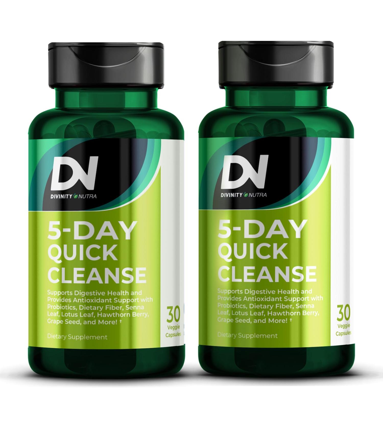 Divinity Nutra 5 Day Colon Cleanse Full Body Detox Cleanse for Women and Men 60 Capsules(2 Bottles) - Buy Online on GoSupps.com