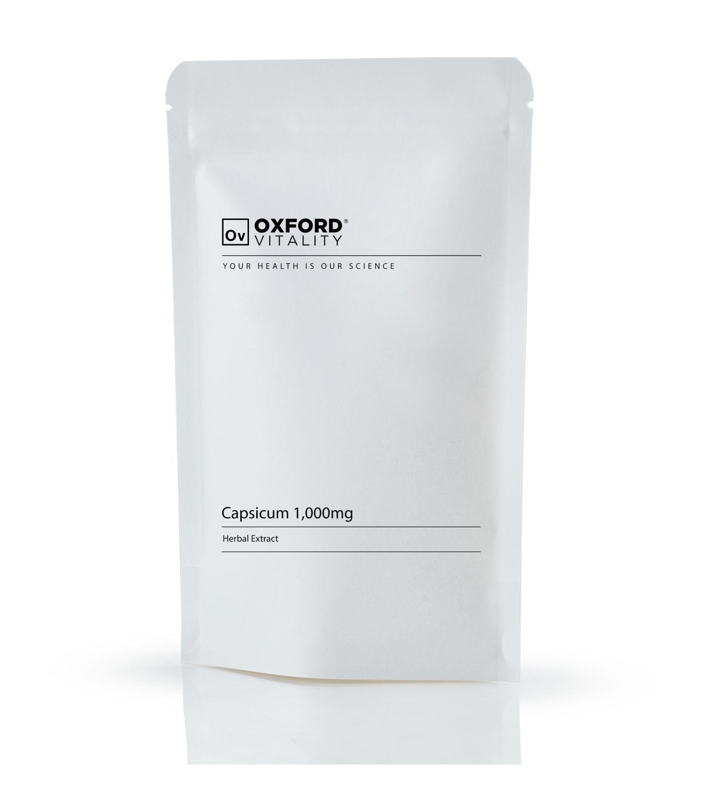 Max Strength Capsicum Tablets 1000mg | Premium Chilli Pepper Extract Supplement | Vegan | UK Manufactured | Oxford Vitality - Buy Online on GoSupps.com