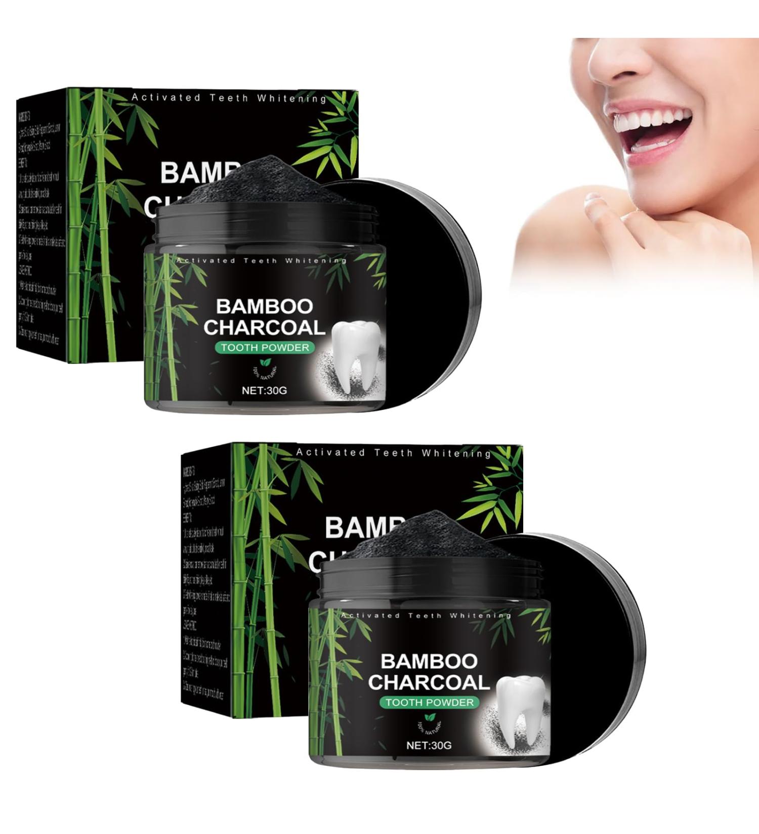 Natural Activated Carbon Tooth Whitening Powder - 2-Pack for Stain Removal & Fresh Breath - Buy Online on GoSupps.com