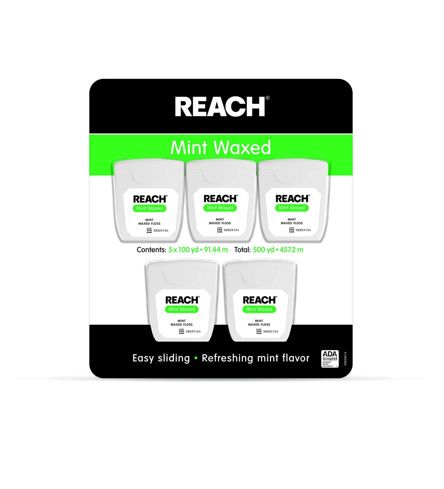 Johnson & Johnson Reach Mint Waxed Dental Floss 5 Count - Pack of 1 - Buy Online on GoSupps.com