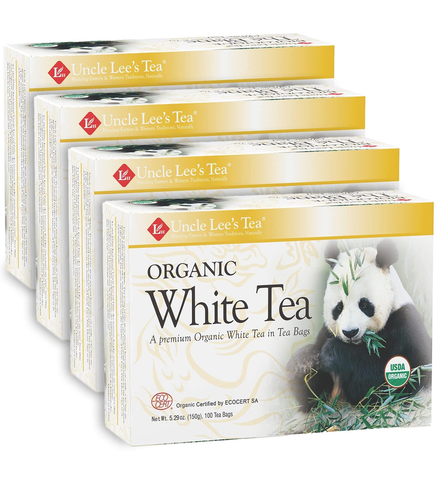 Uncle Lee's Organic White Tea Bags - 100-Count Boxes (Pack of 4) - Premium Quality - Buy Online on GoSupps.com