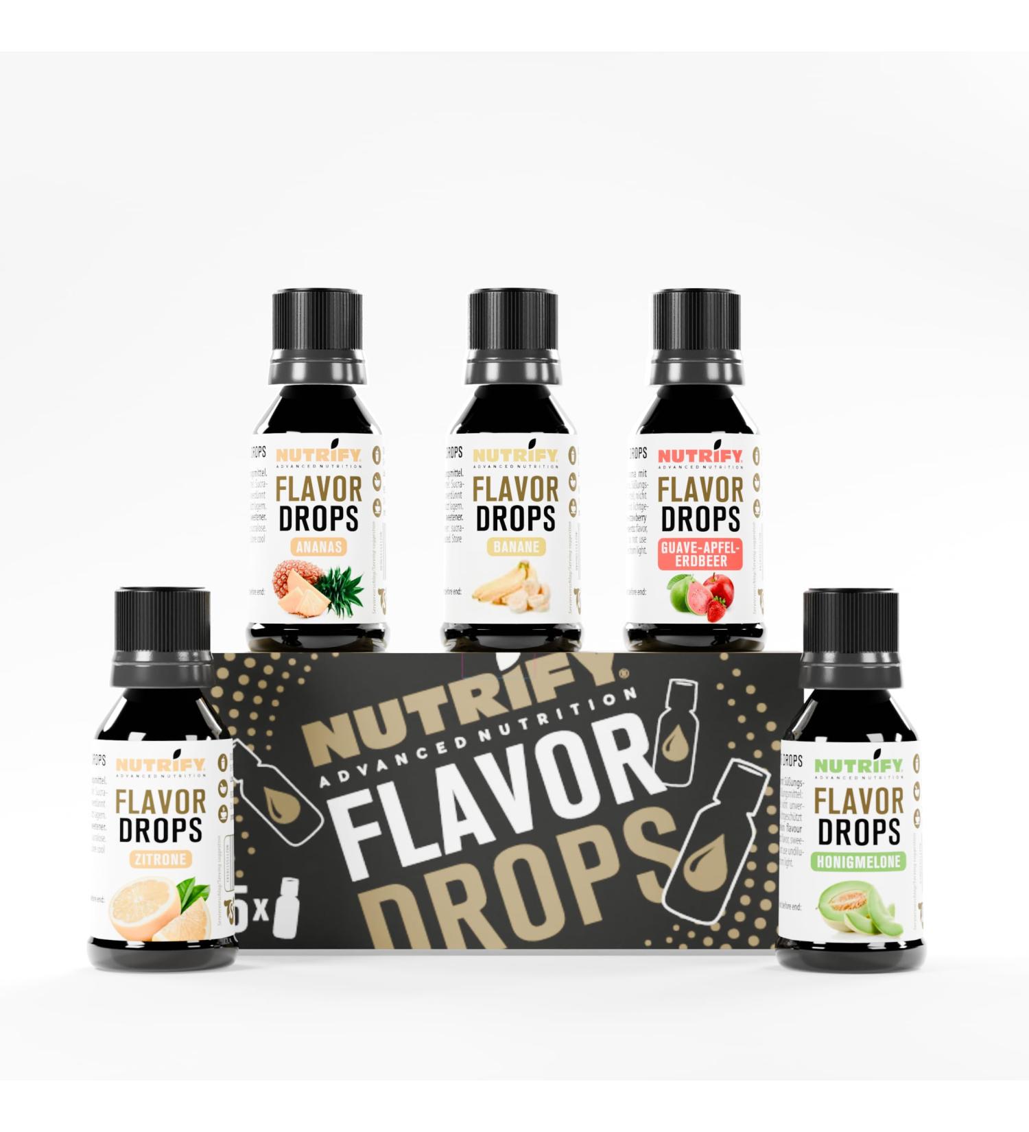 Nutrify Flavor Drops 5x30ml - Calorie-Free Sugar-Free Vegan Aroma Drops | Tropical Island Sweetness - Buy Online on GoSupps.com