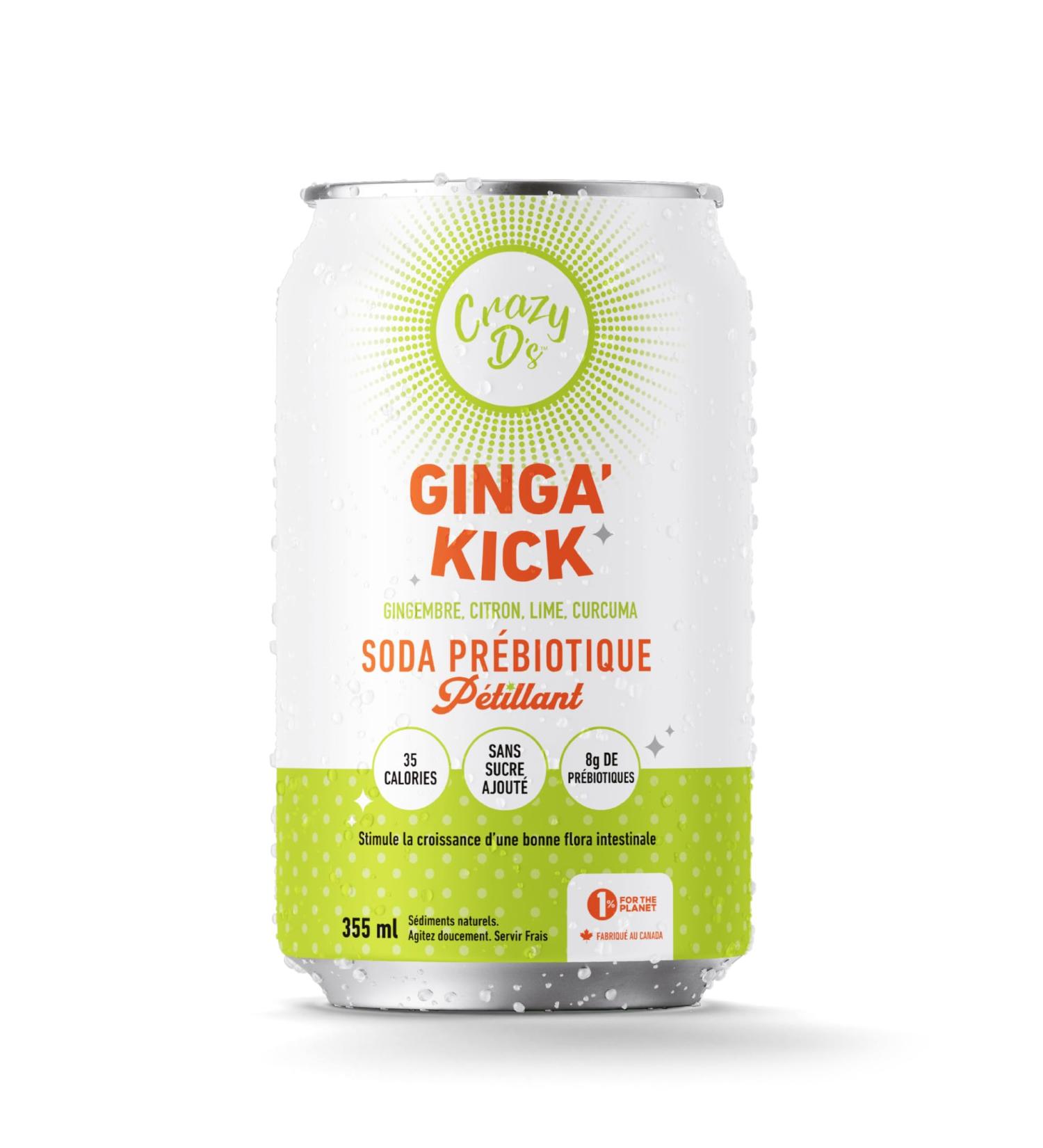 Crazy D's Prebiotic Soda - Ginga' Kick 6 x 4 pack 355ml