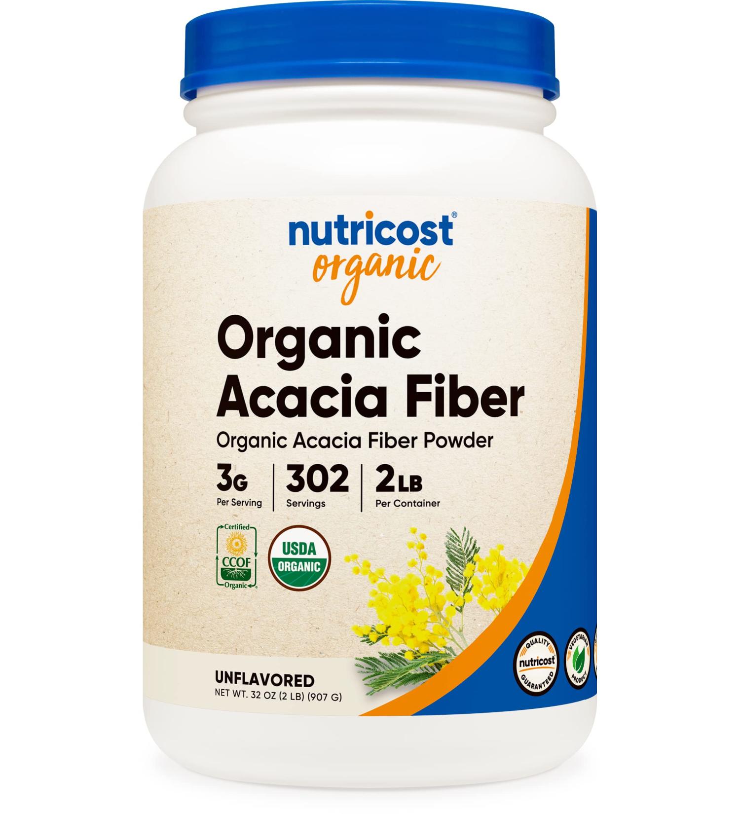 Nutricost Organic Acacia Fiber Powder (2 LB) - USDA Certified Non-GMO & Gluten Free - Buy Online on GoSupps.com