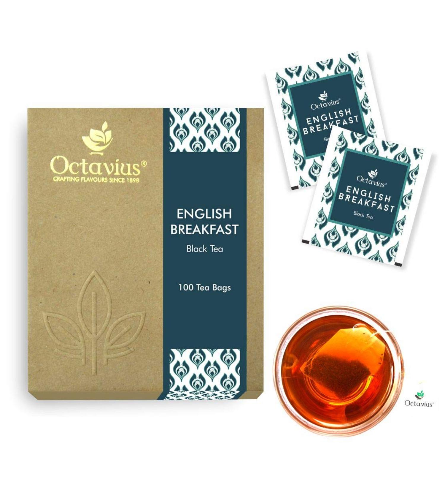 Octavius English Breakfast Black Tea | 100 Enveloped Tea Bags | Perfect for Tea Lovers - Buy Online on GoSupps.com