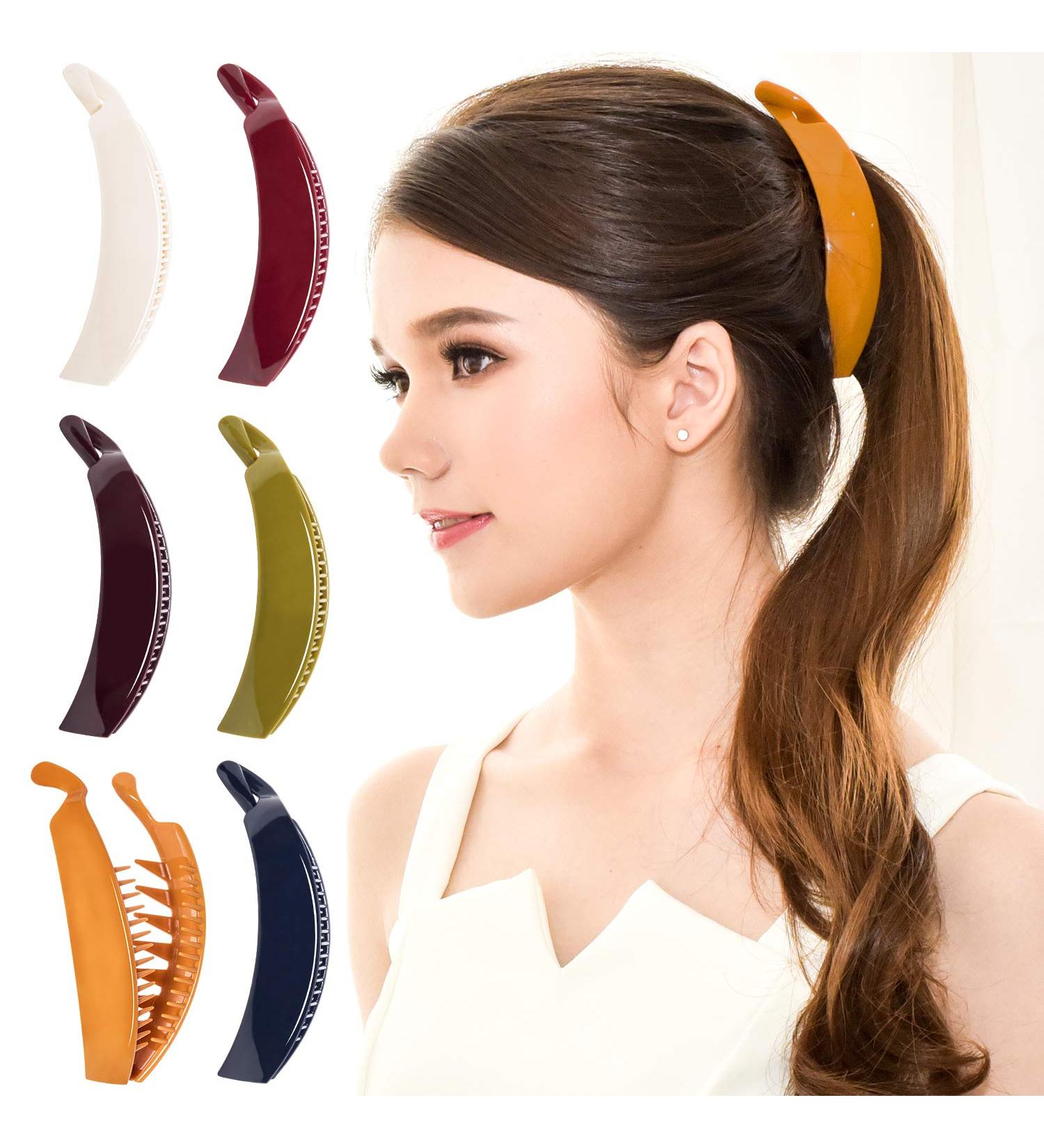RC Roche Ornament 6 Pcs Premium Interlocking French Banana Hair Clip for Thick Hair - No Slip Ponytail Maker and Fashion Accessory Clamps in Classic Multicolor (Pack of 6) - Buy Online on GoSupps.com